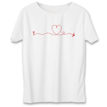 تی شرت زنانه به رسم طرح مسیر قلب کد 574