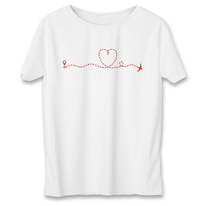 تی شرت زنانه به رسم طرح مسیر قلب کد 574 -  - 2