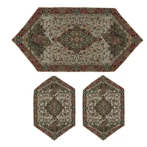 ست 3 تکه رومیزی ترمه مدل پرستو کد ZRSHKGLD3.3