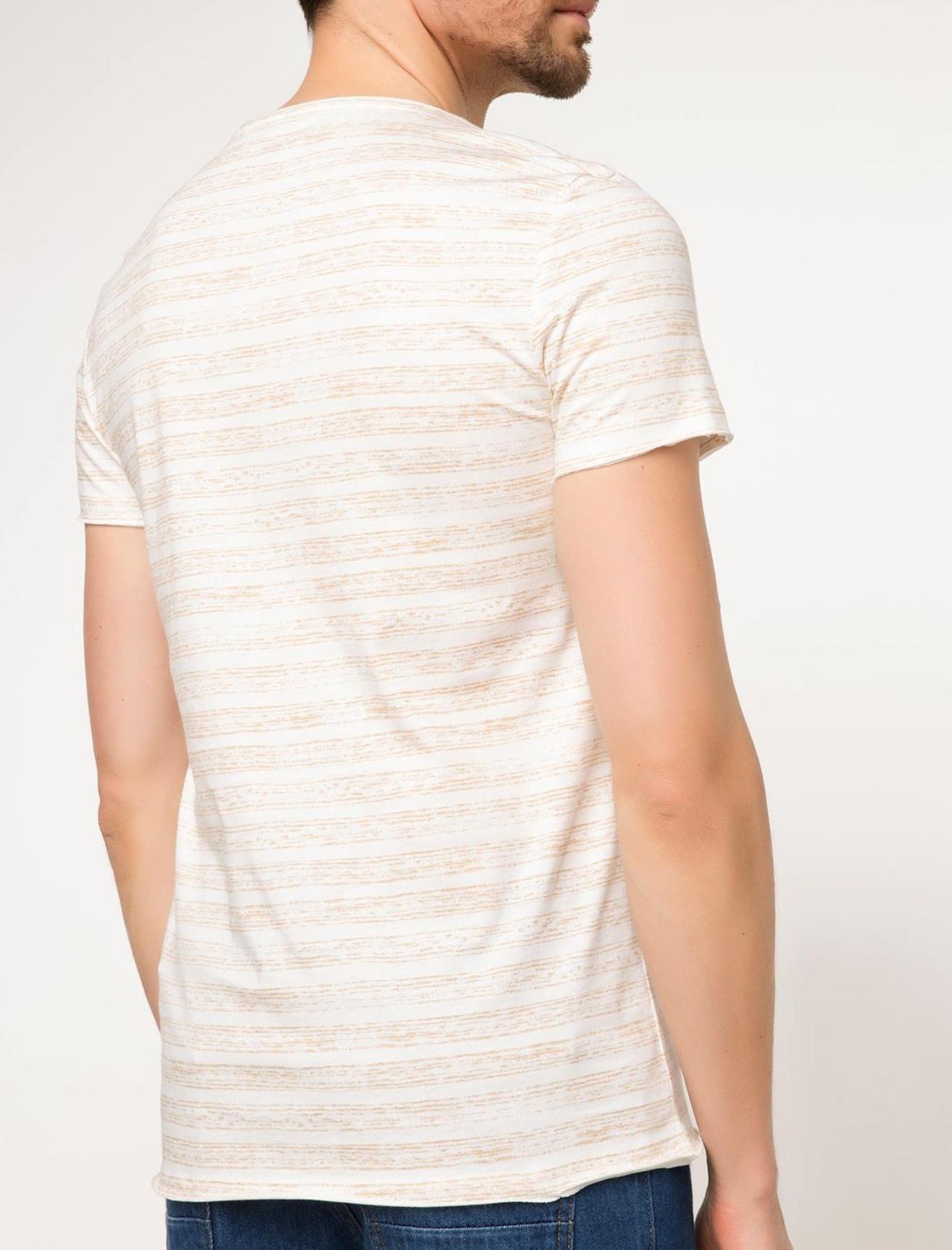 تی شرت نخی یقه گرد مردانه - دفکتو - سفيد - 3