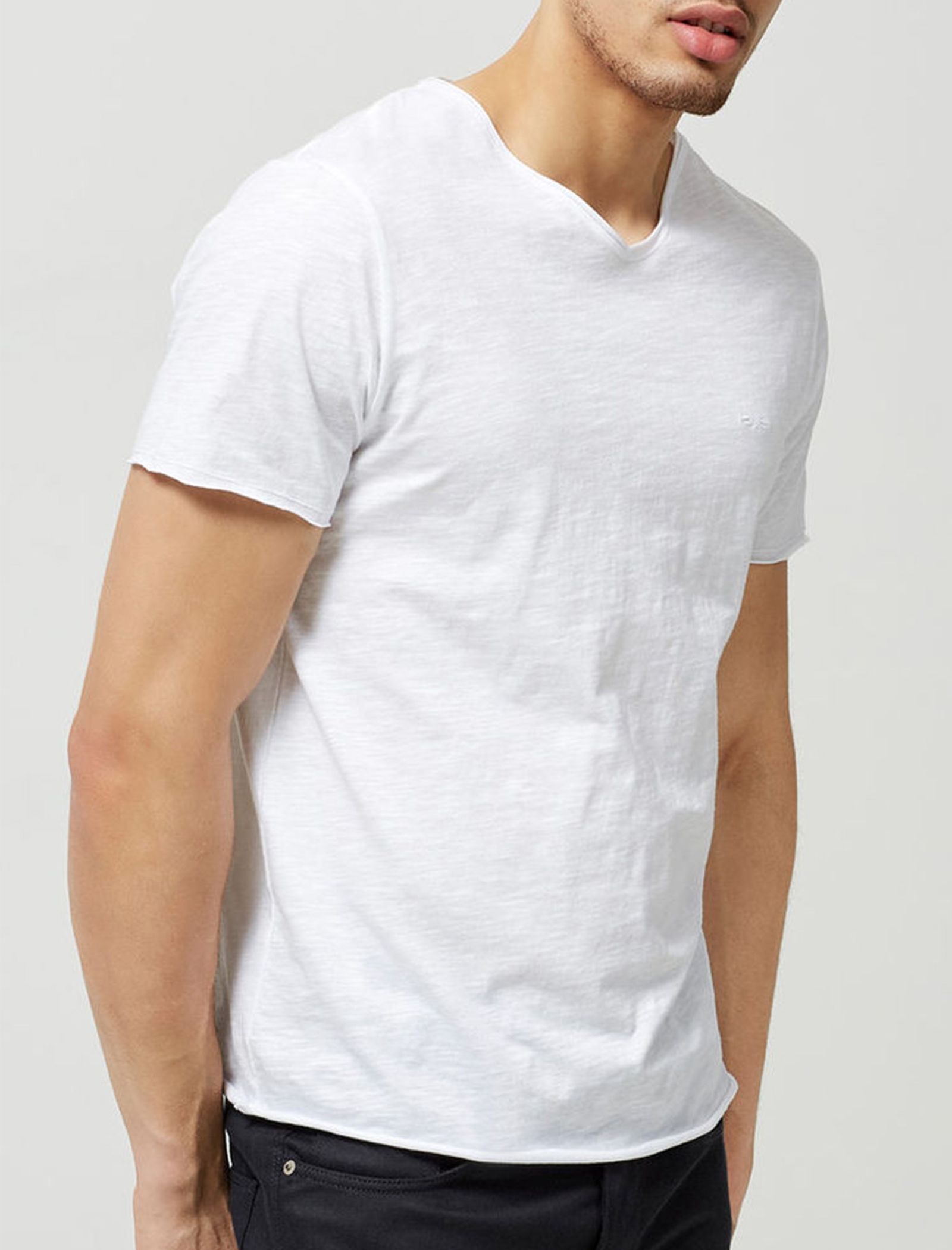 تی شرت نخی آستین کوتاه مردانه - سلکتد - سفيد - 4
