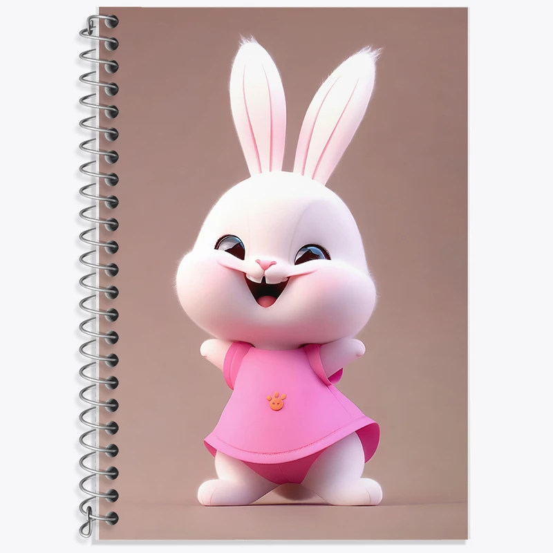 دفتر زبان 50 برگ خندالو مدل سه خط طرح خرگوش کیوت کد F5691