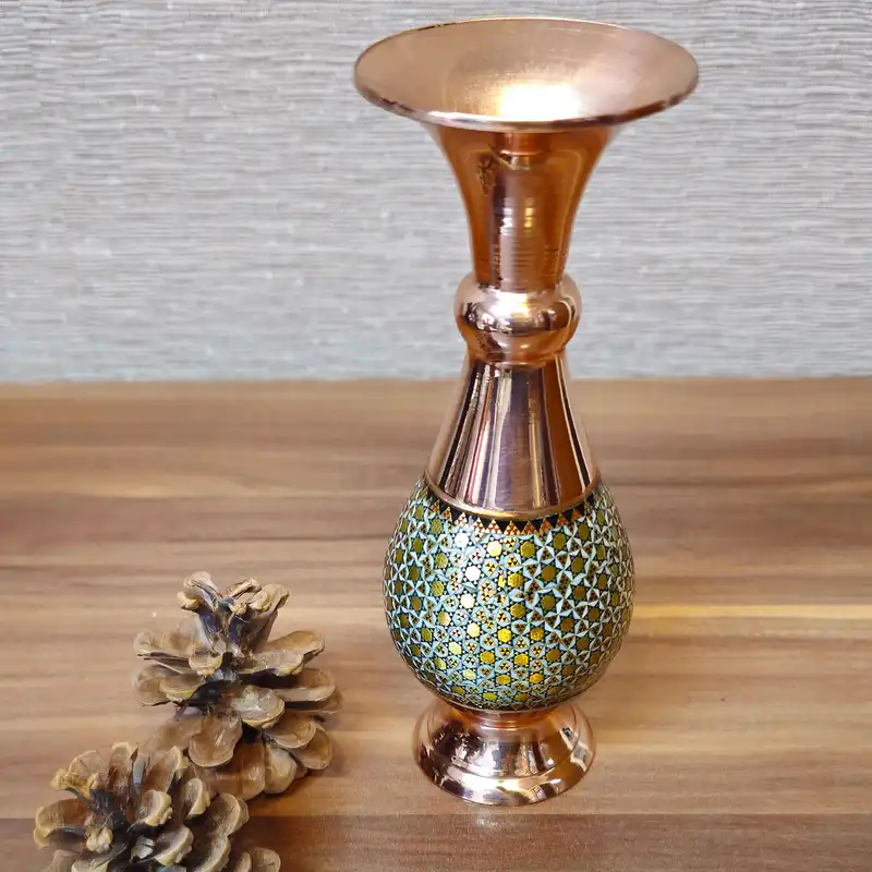 گلدان خاتم کاری مسی کد s107