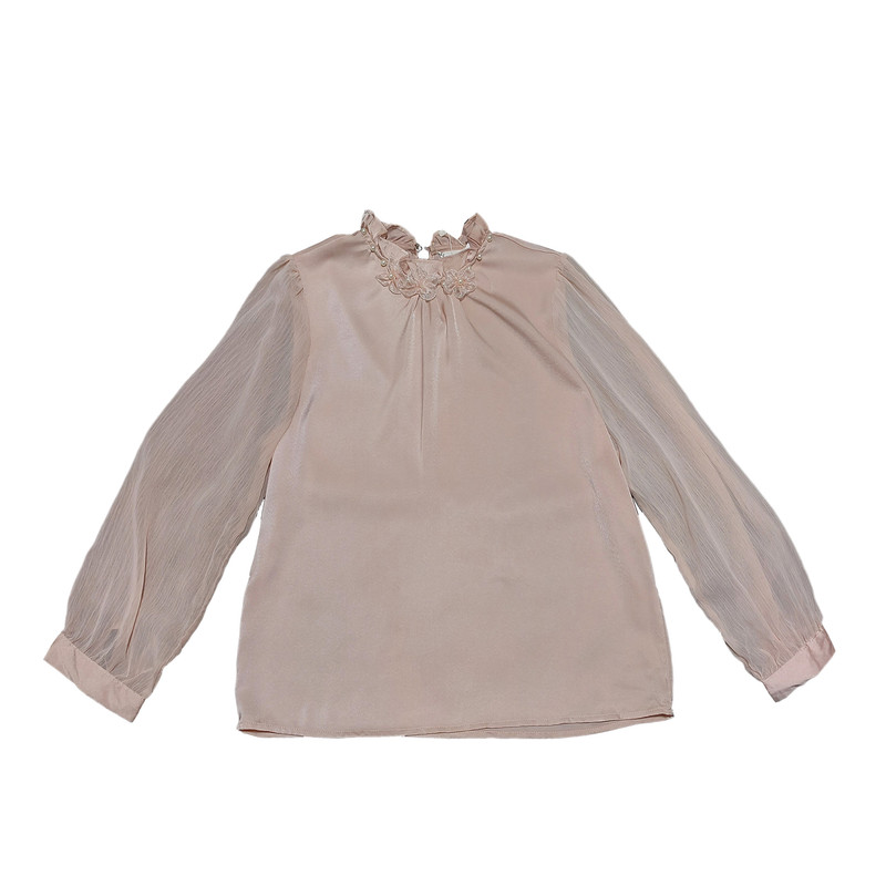 بلوز آستین بلند زنانه مدل یقه گل برجسته