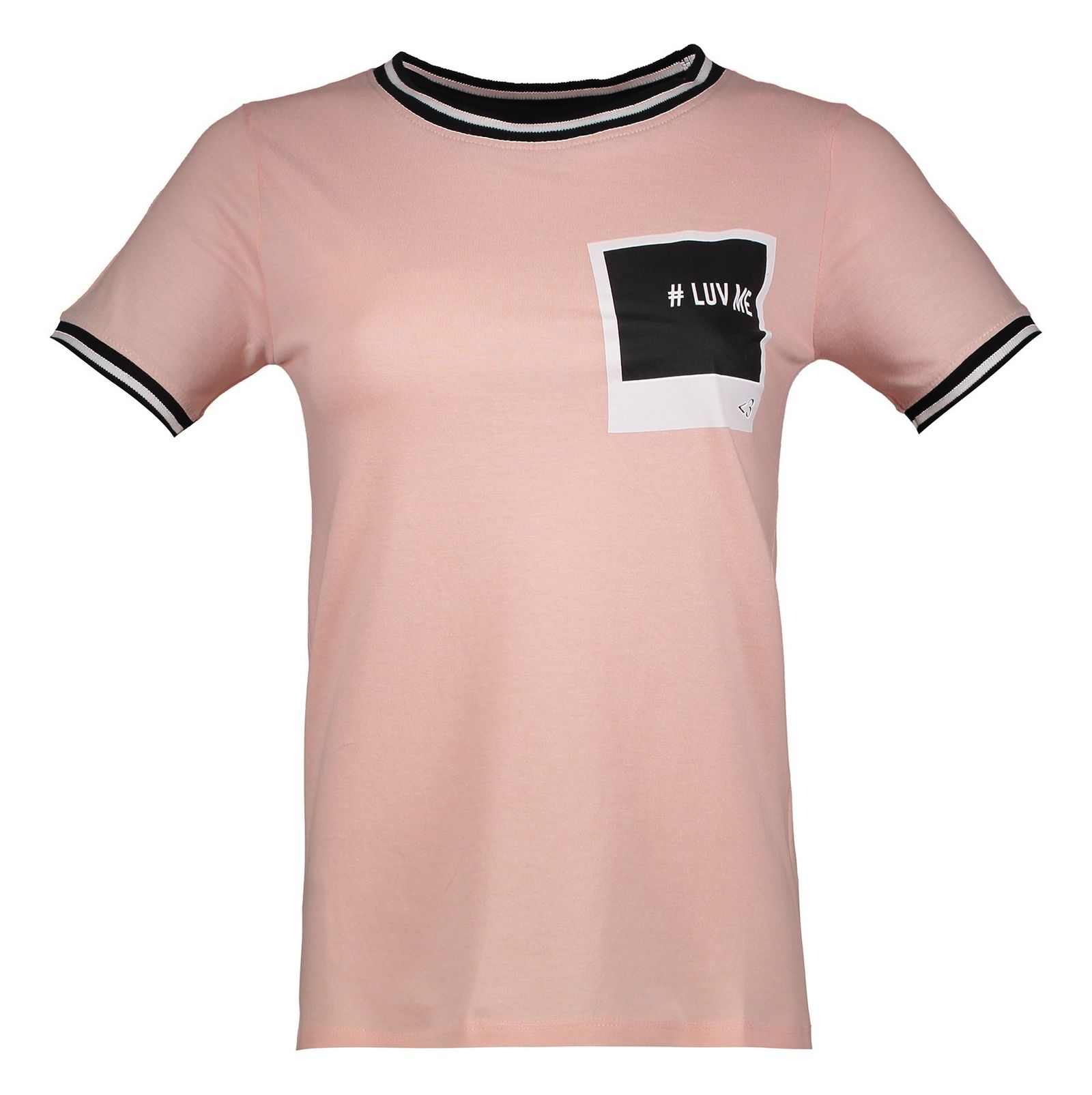 تی شرت نخی یقه گرد زنانه - جنیفر - صورتي - 1