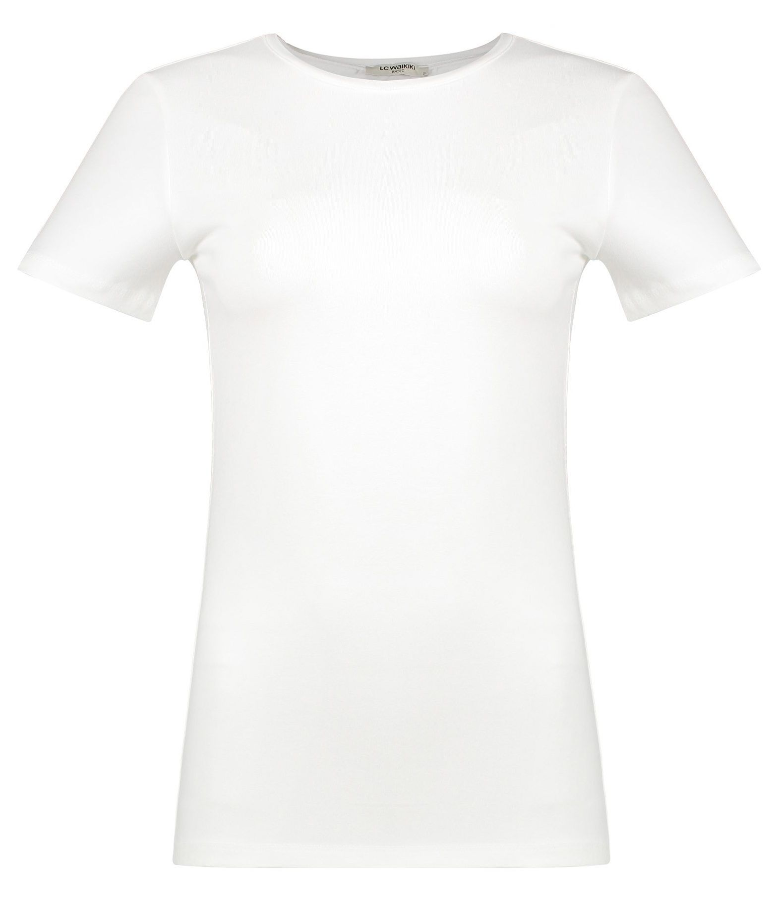 تی شرت نخی یقه گرد زنانه - ال سی وایکیکی - سفيد - 1