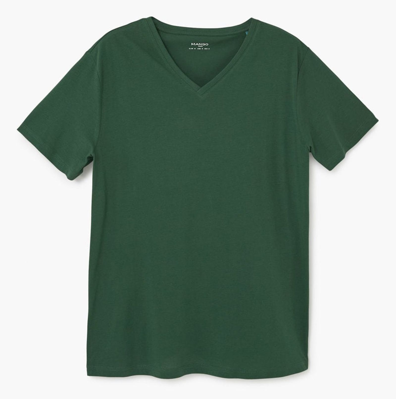 تی شرت نخی یقه هفت مردانه - مانگو - سبز - 1