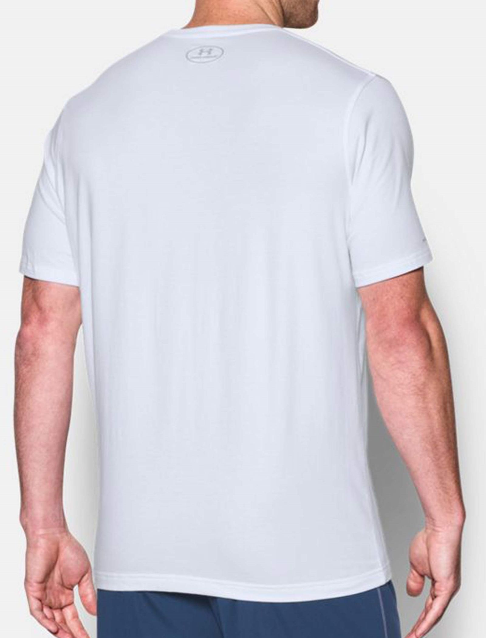 تی شرت نخی یقه گرد مردانه - آندر آرمور - طوسي روشن و سفيد - 5