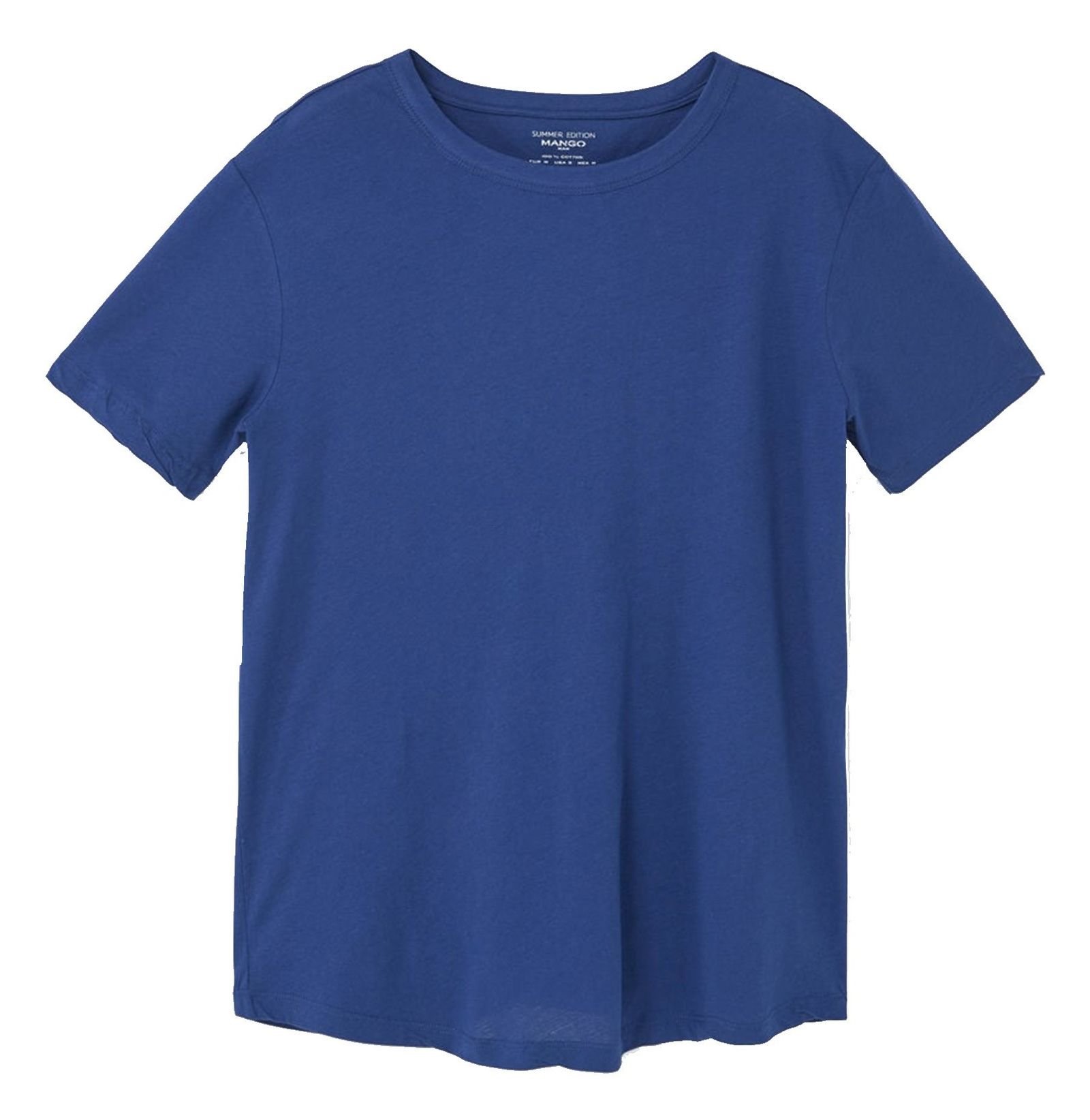 تی شرت نخی یقه گرد مردانه - مانگو - آبي  - 2