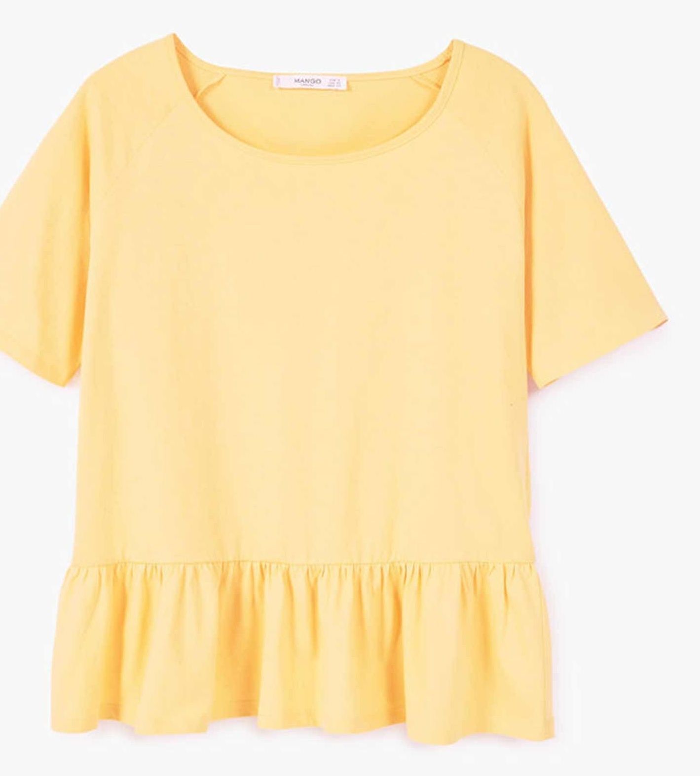 تی شرت نخی یقه گرد زنانه - مانگو - زرد - 1