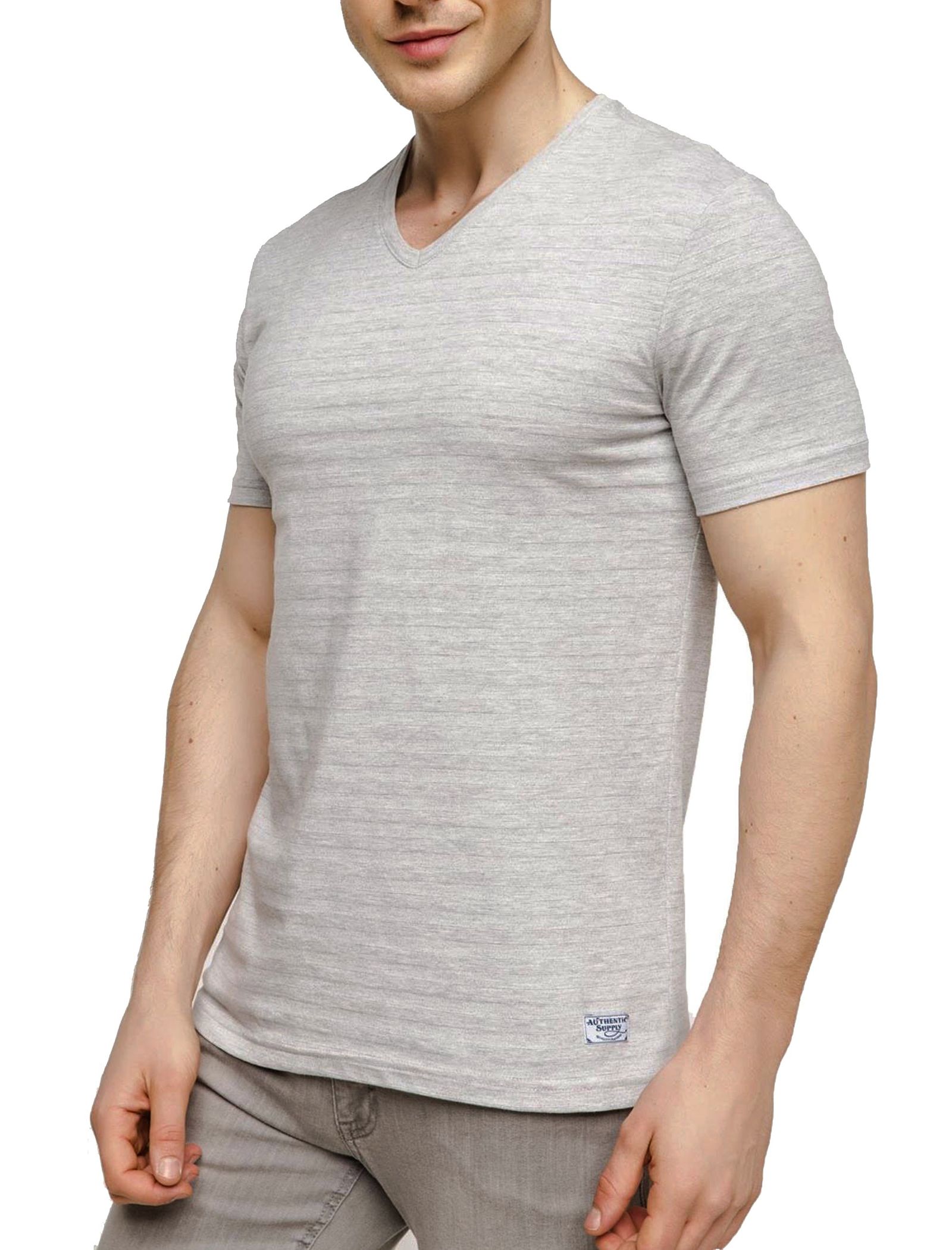 تی شرت نخی یقه هفت مردانه - دفکتو - طوسي - 1