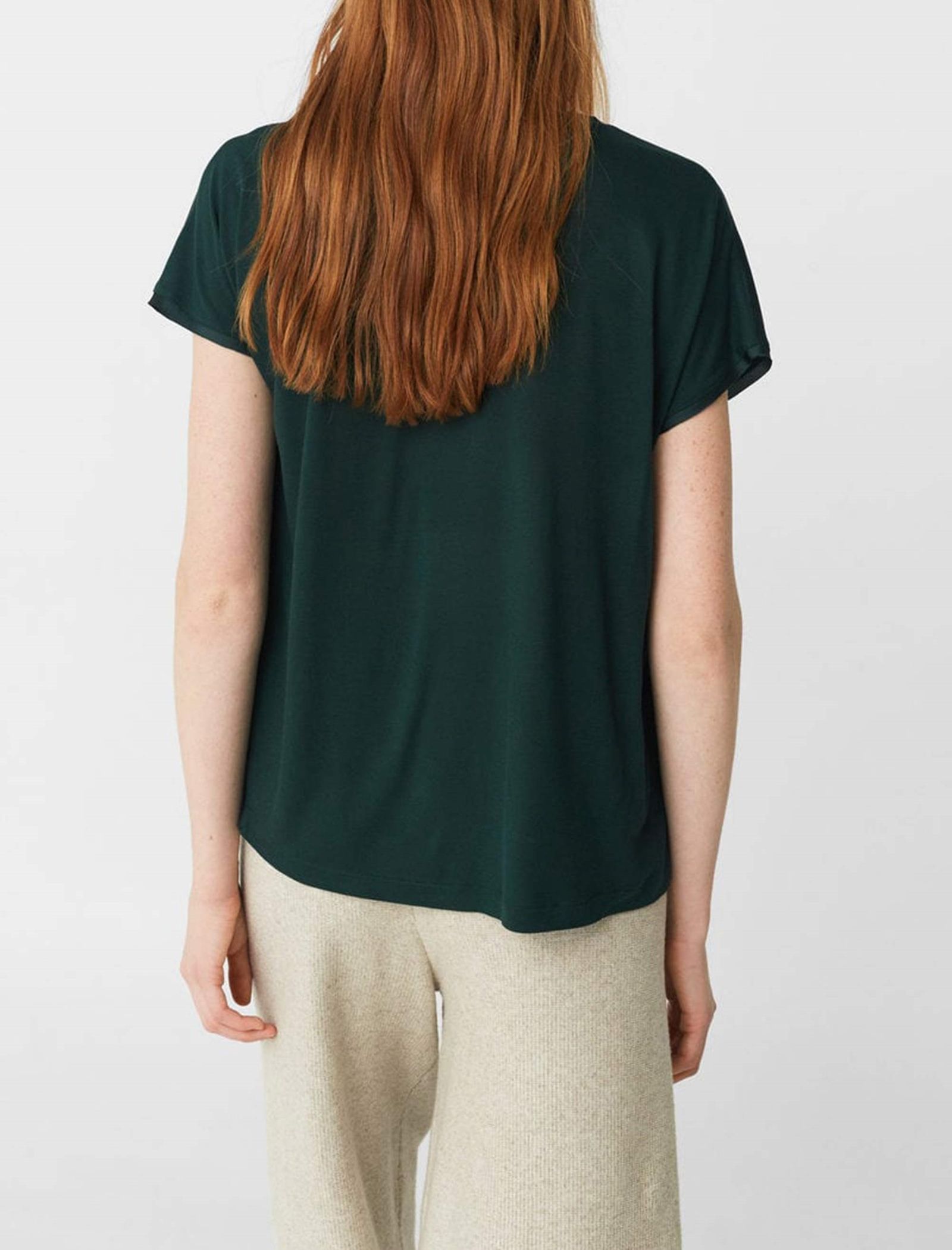تی شرت ویسکوز یقه گرد زنانه - مانگو - سبز  - 5