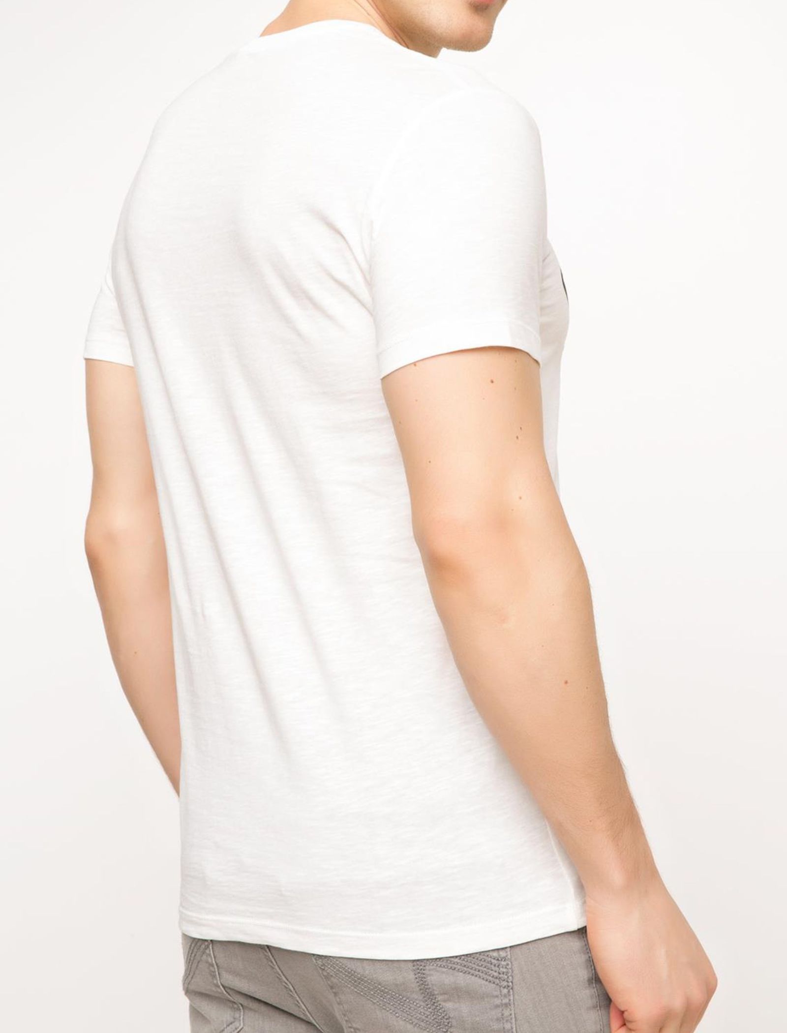 تی شرت نخی یقه گرد مردانه - دفکتو - سفيد - 3