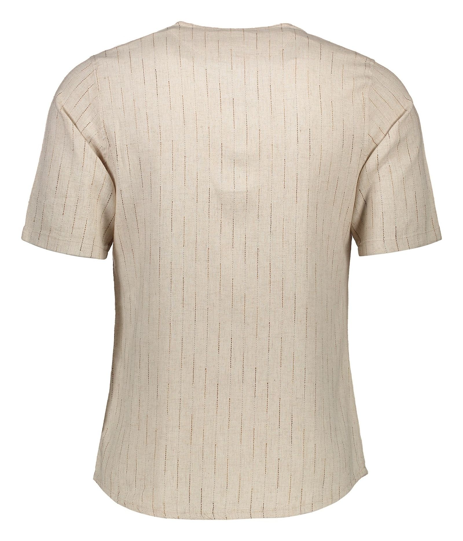 پیراهن آستین کوتاه مردانه مدل طبری - تن درست - کرم - 3