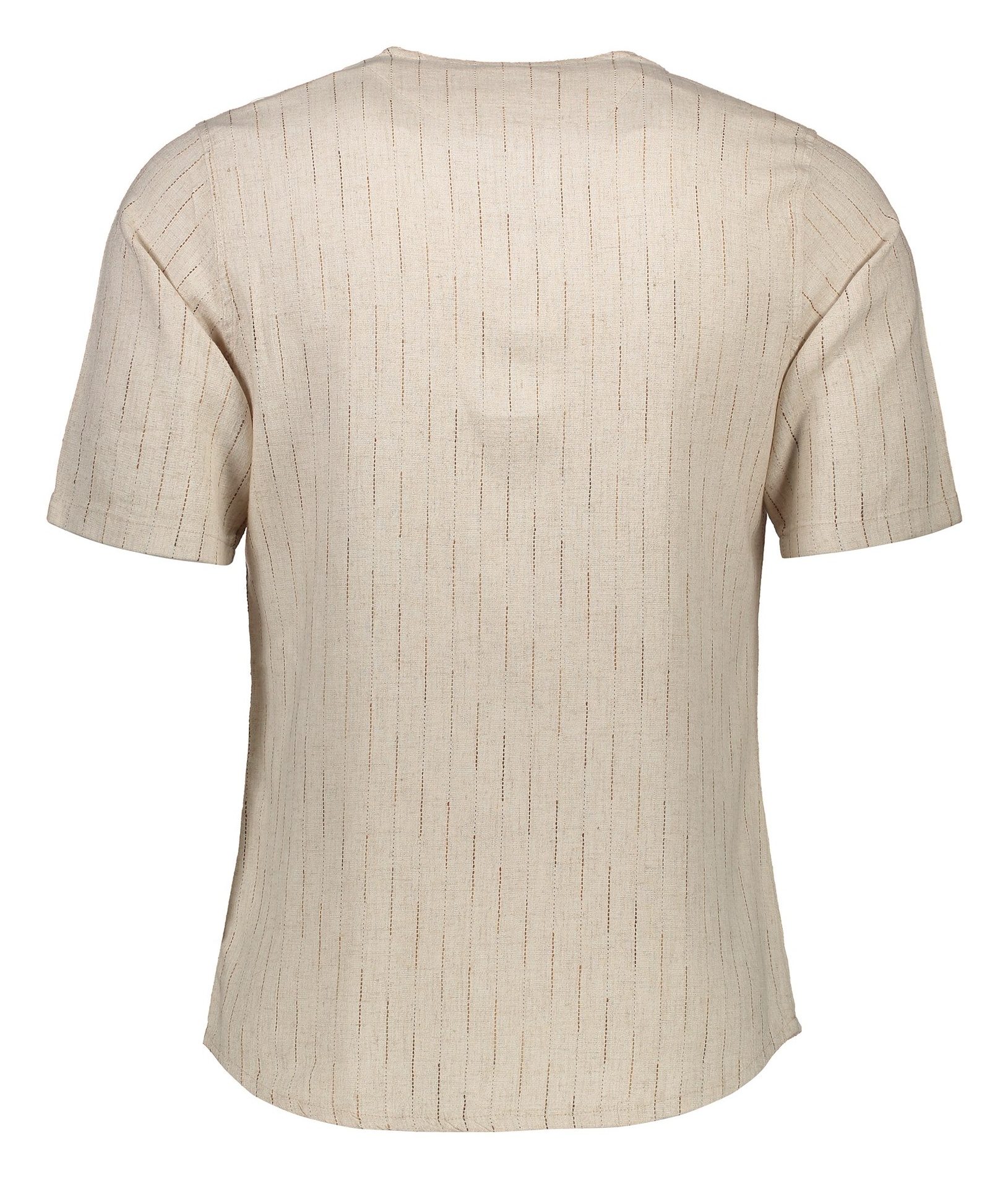 پیراهن آستین کوتاه مردانه مدل طبری - تن درست - کرم - 3