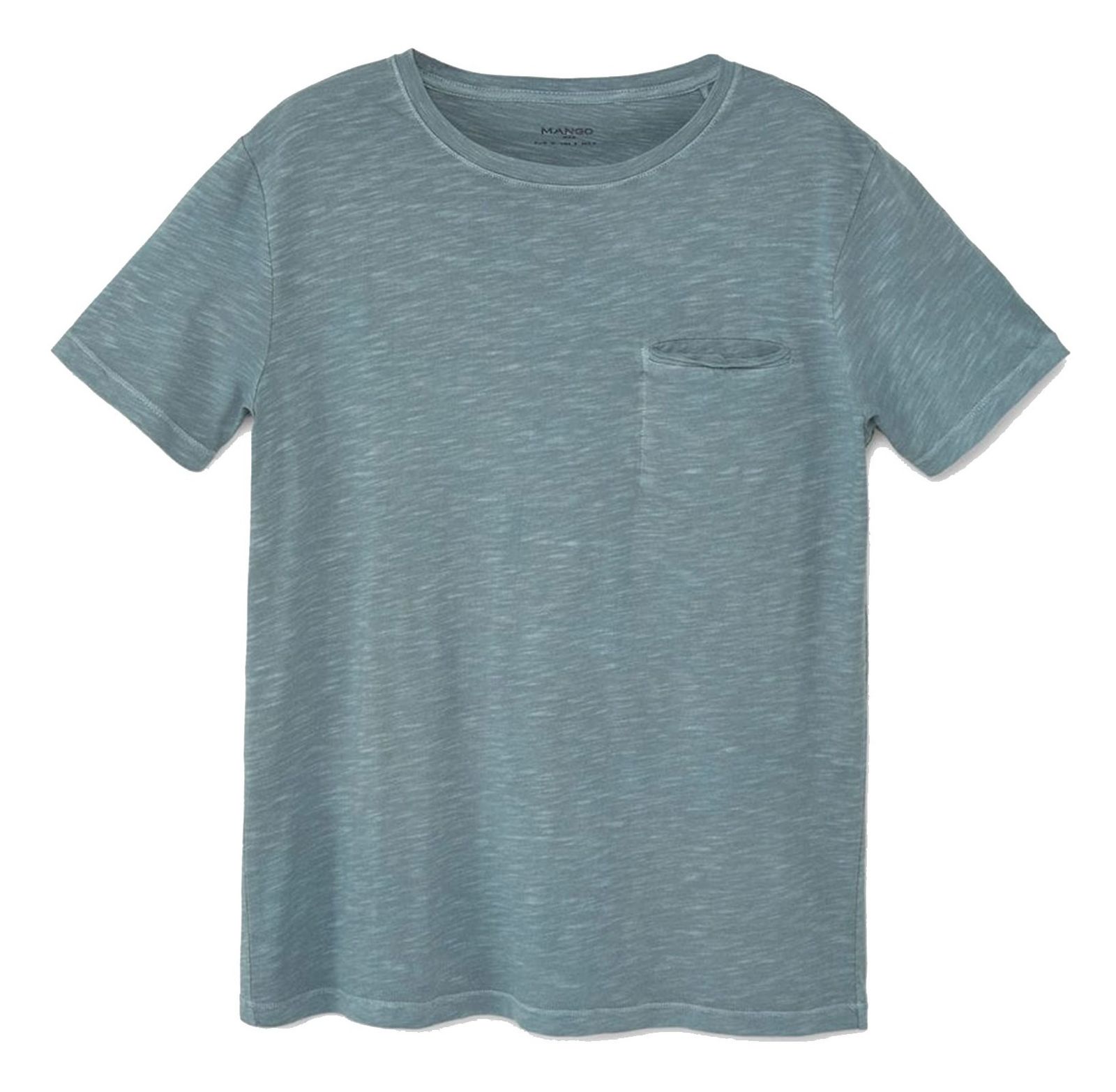 تی شرت نخی یقه گرد مردانه - مانگو - سبز - 1
