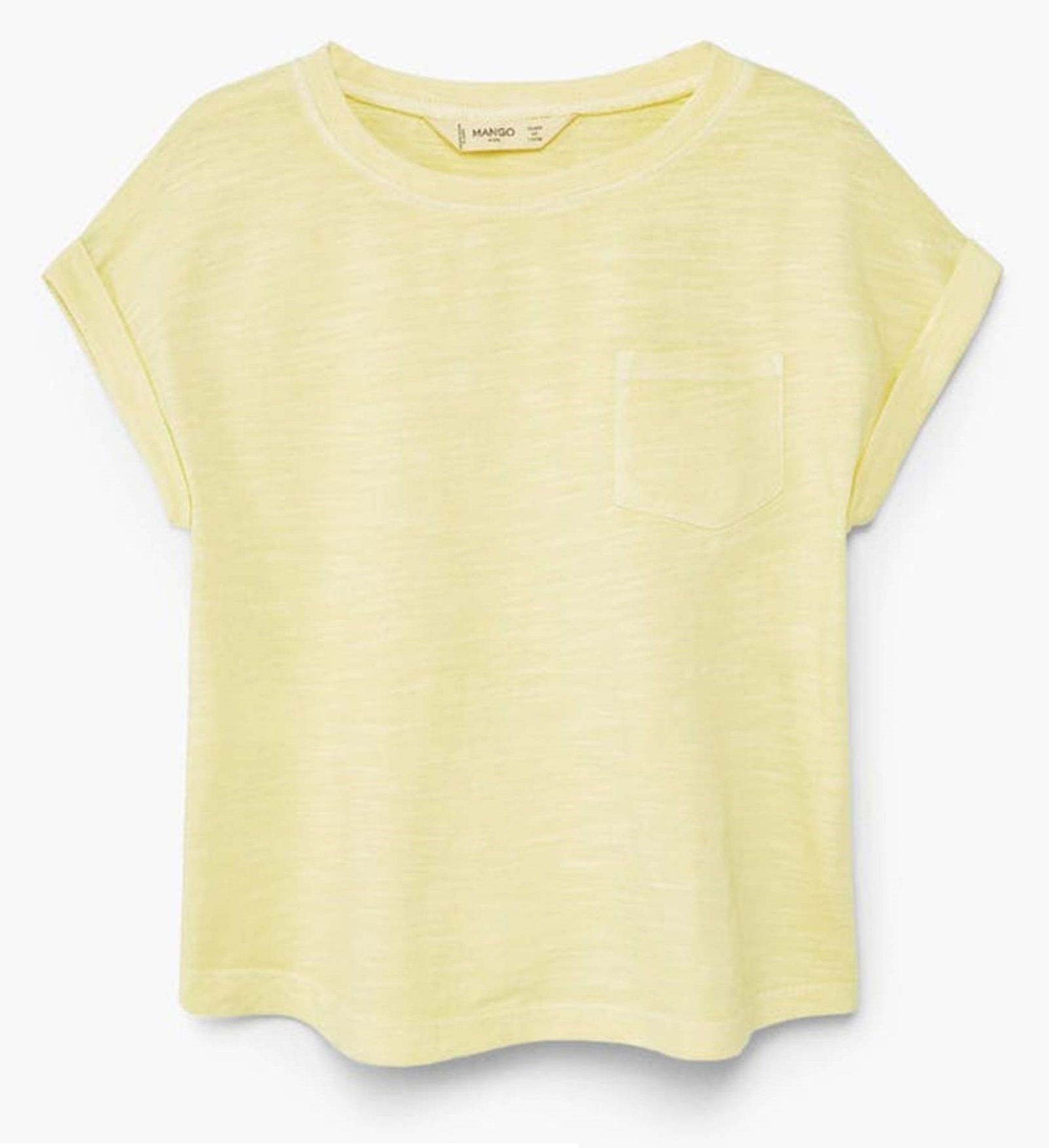 تی شرت نخی یقه گرد دخترانه - مانگو - زرد - 1