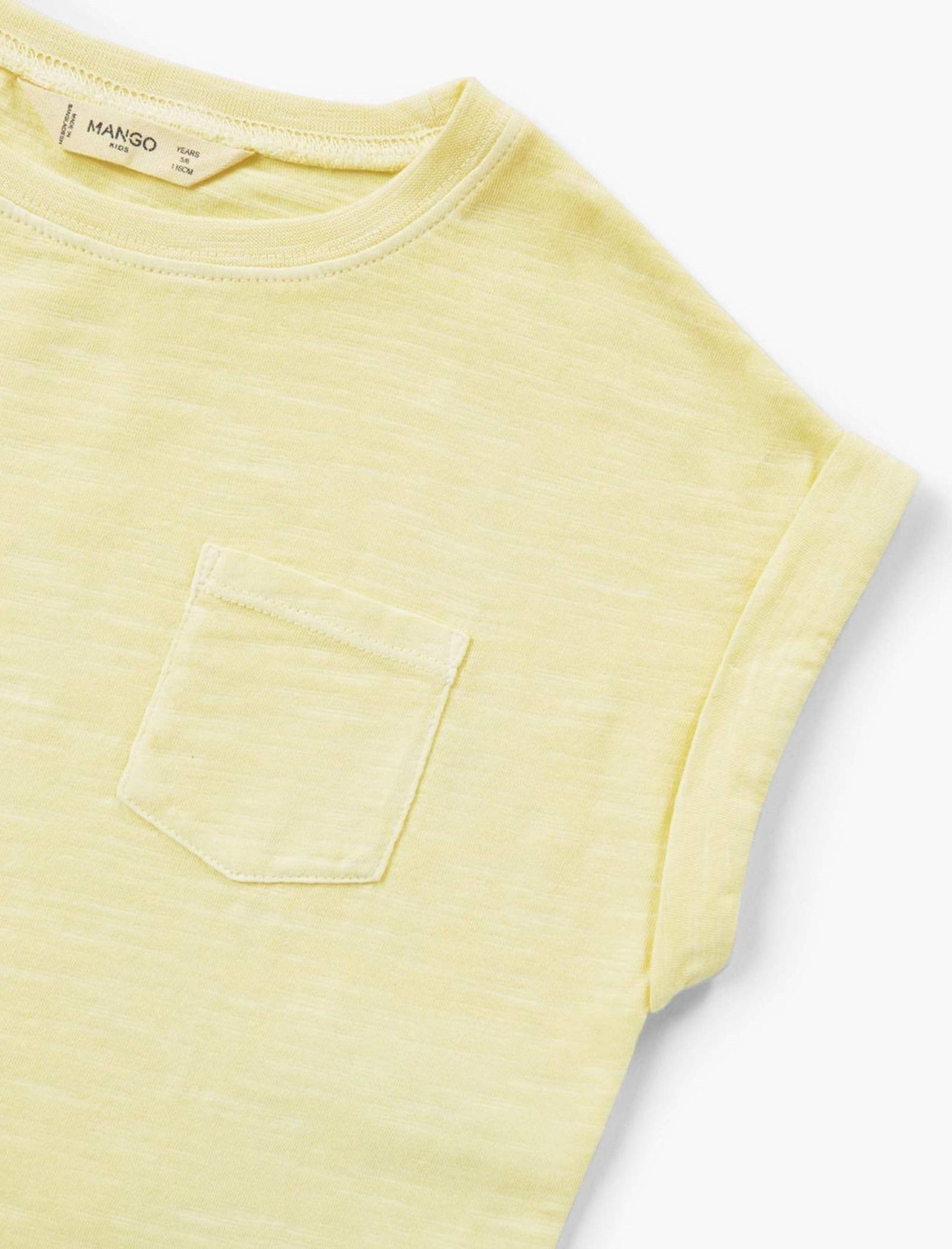 تی شرت نخی یقه گرد دخترانه - مانگو - زرد - 5