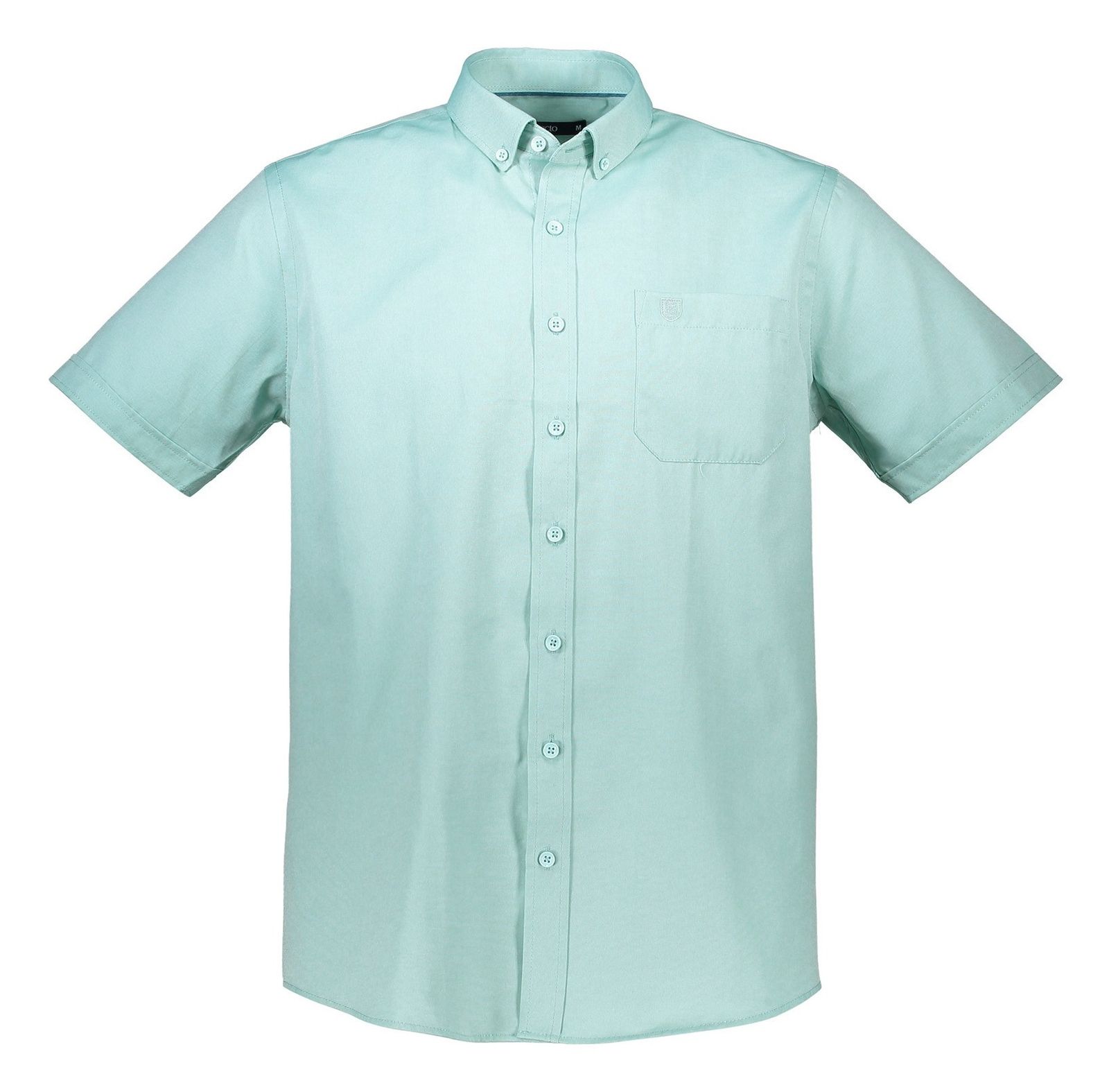 پیراهن نخی آستین کوتاه مردانه - دفکتو - سبز آبي روشن - 1