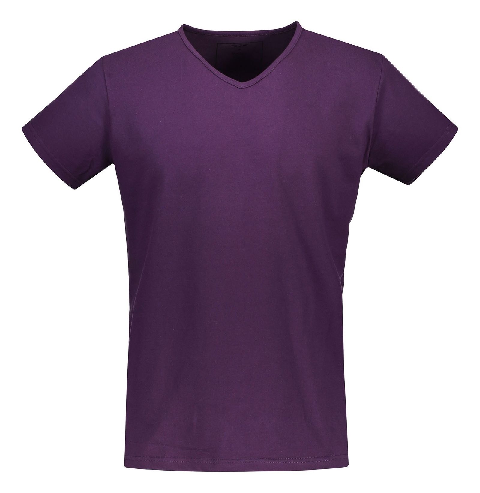 تی شرت نخی یقه هفت مردانه - تچر - بنفش  - 1
