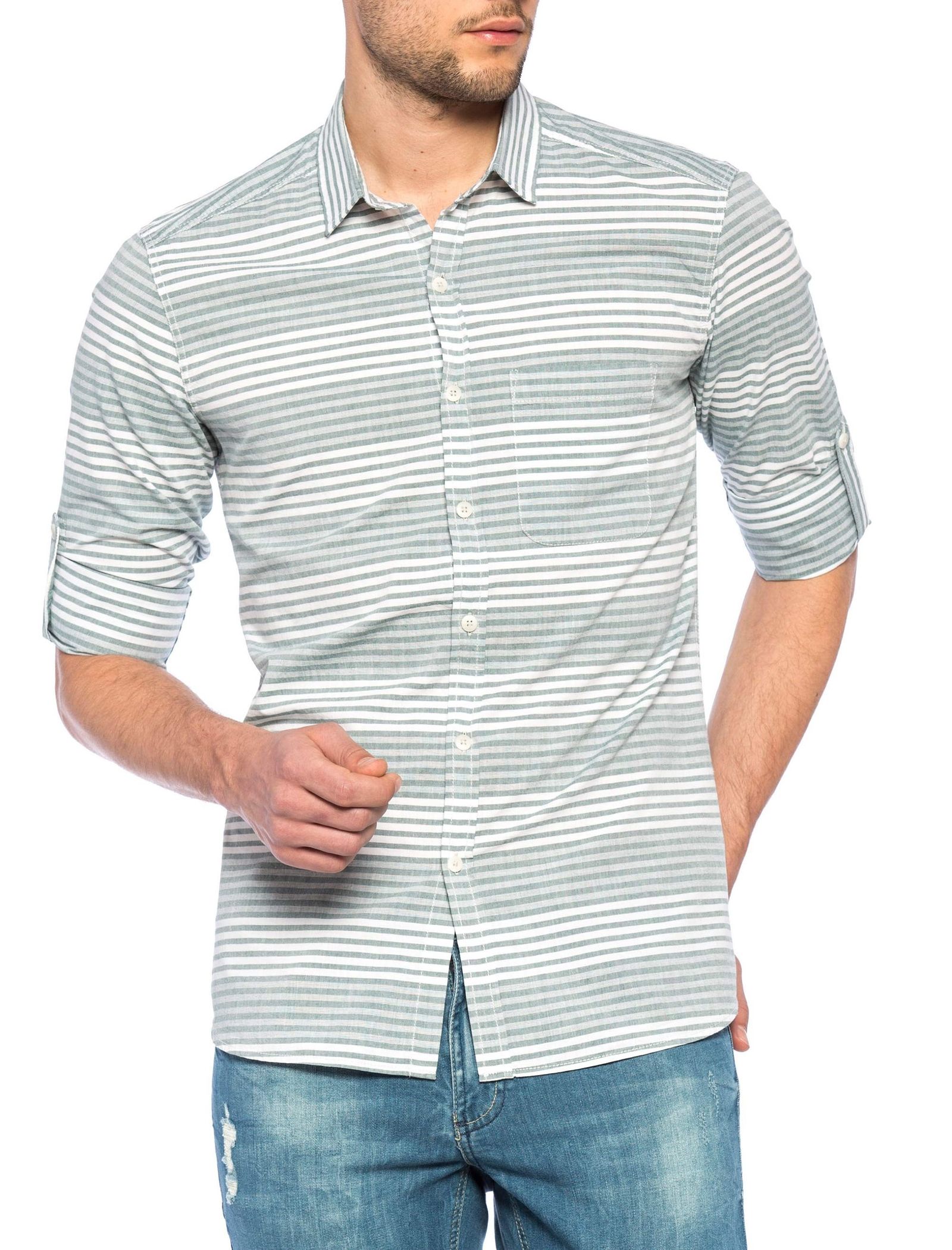 پیراهن نخی آستین بلند مردانه - ال سی وایکیکی - سبز   - 6