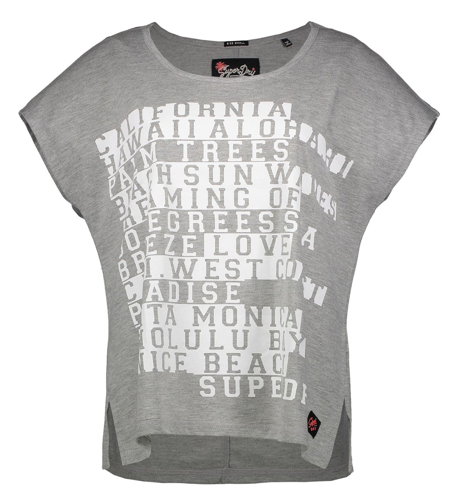 تی شرت یقه گرد زنانه Boxy Text - سوپردرای - طوسي روشن - 2