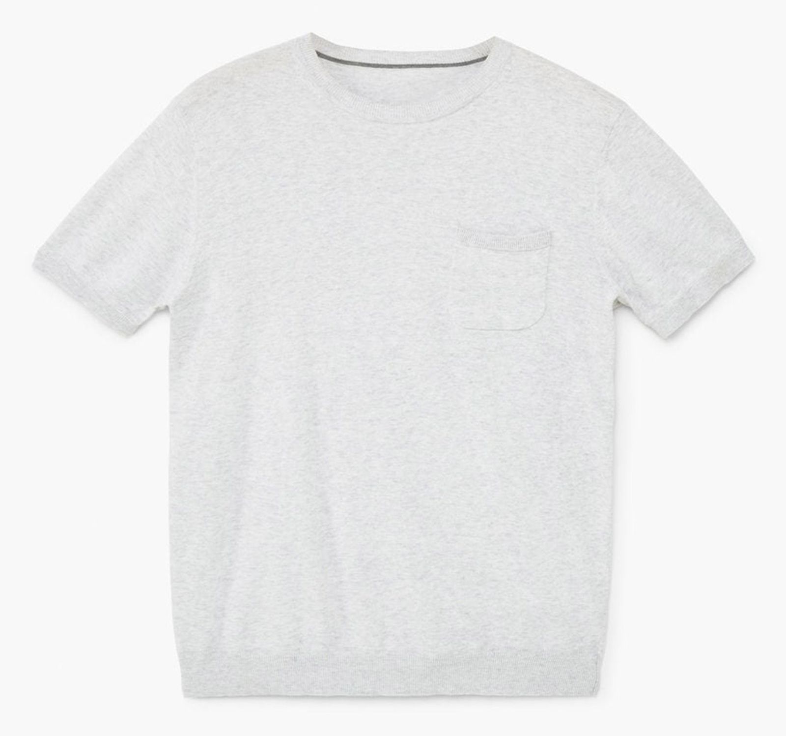 تی شرت نخی یقه گرد مردانه - مانگو - طوسي روشن - 1