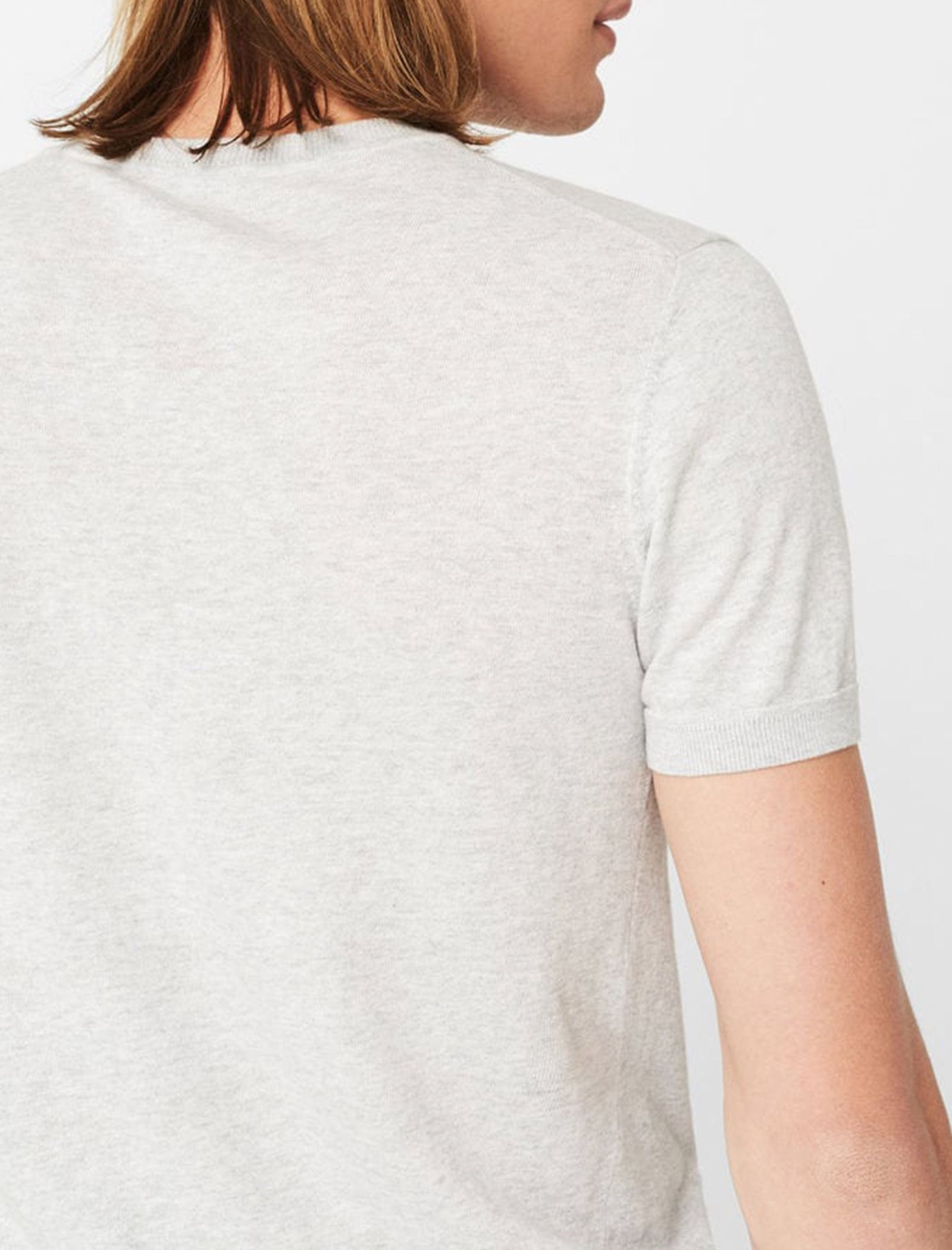 تی شرت نخی یقه گرد مردانه - مانگو - طوسي روشن - 5