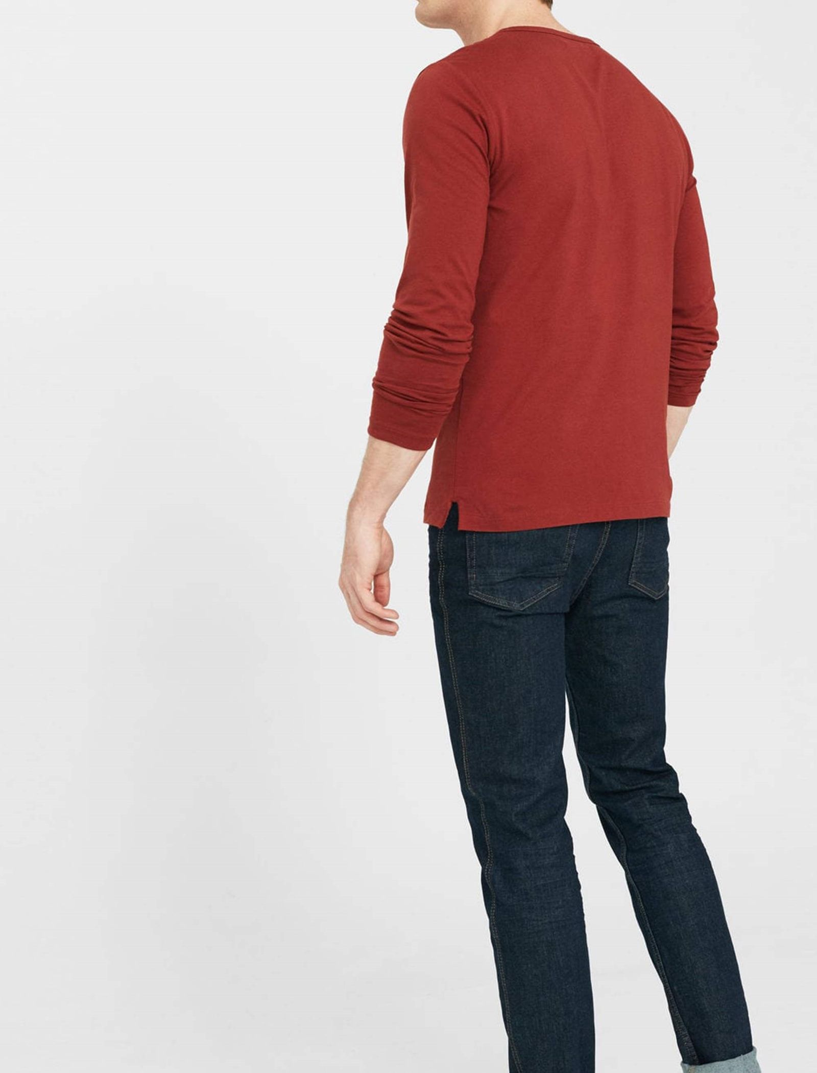 تی شرت نخی آستین بلند مردانه - مانگو - قرمز   - 4