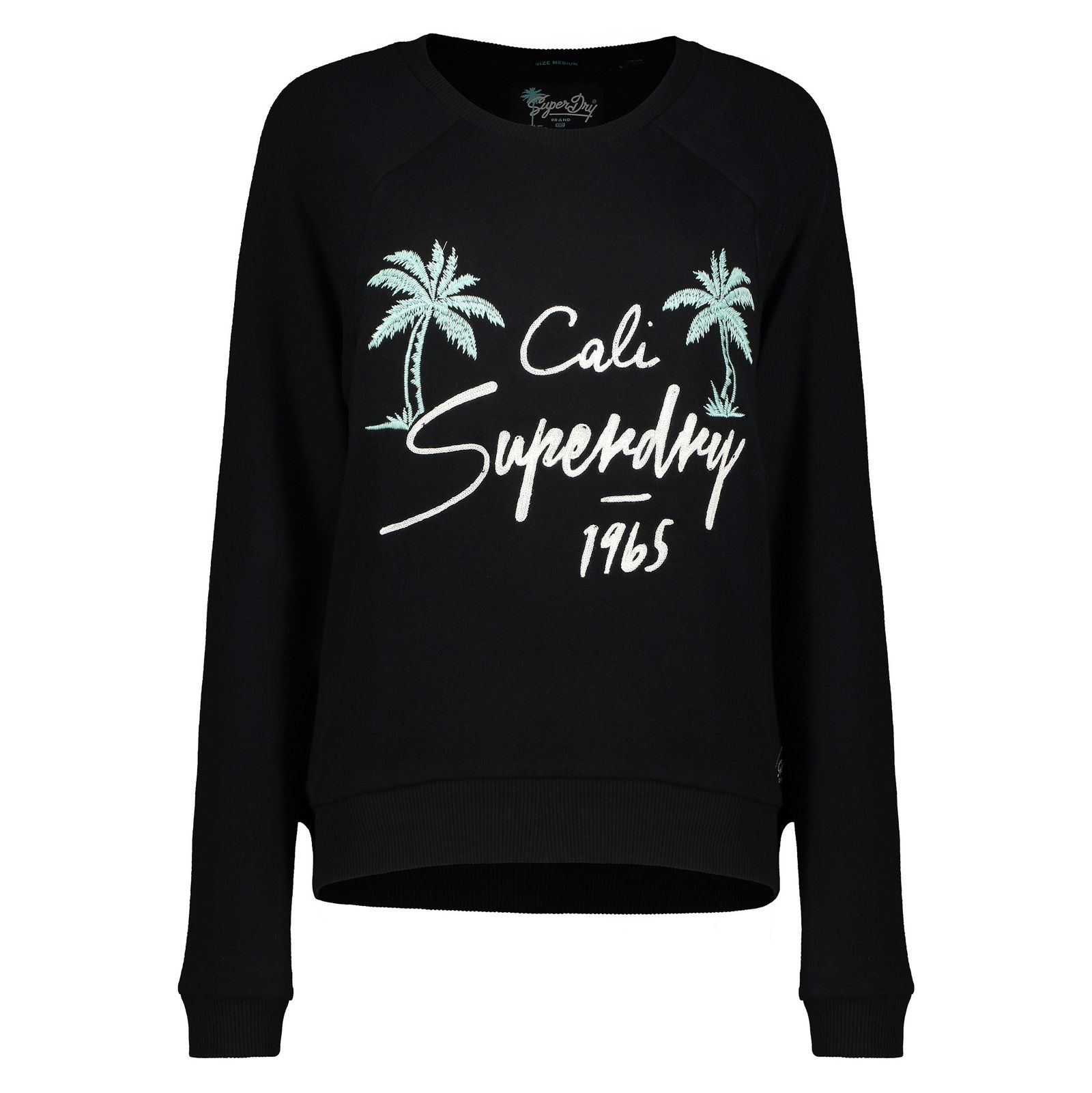 سویشرت نخی جلو بسته زنانه APPLIQUE RAGLAN CREW - سوپردرای - مشکي - 1