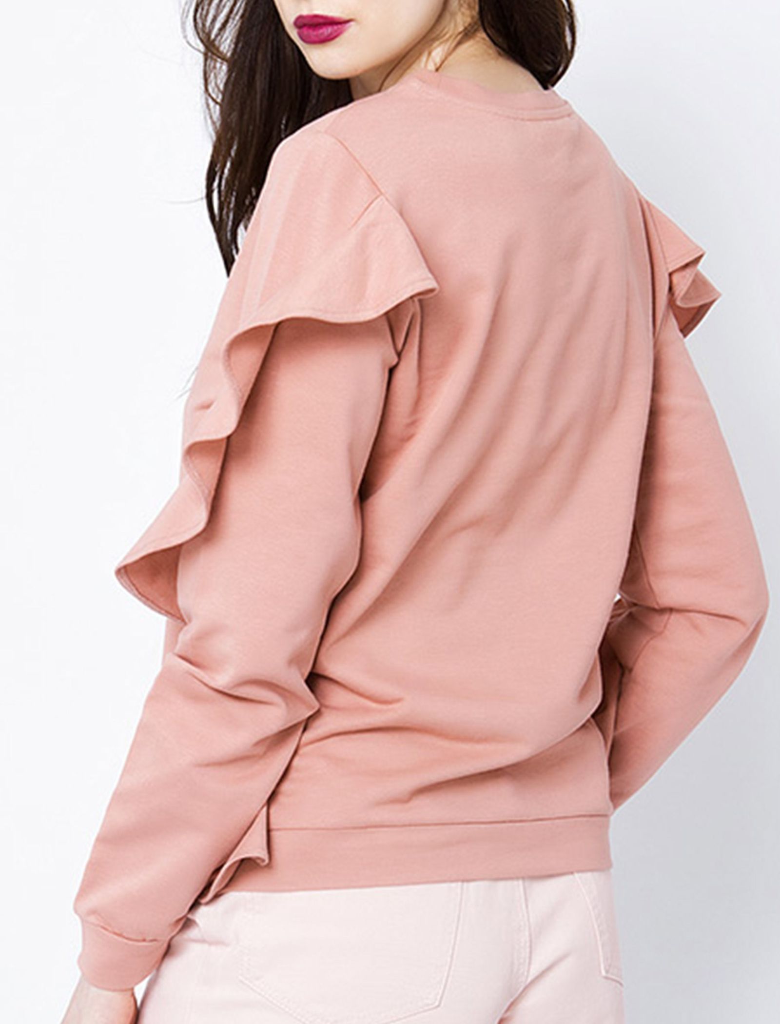 سویشرت نخی یقه گرد زنانه - ورو مدا - طوسي - 9