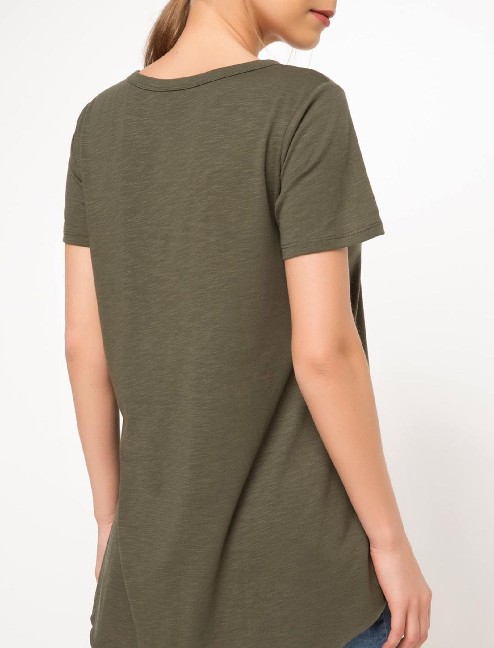 تی شرت نخی یقه گرد زنانه - دفکتو - سبز - 3
