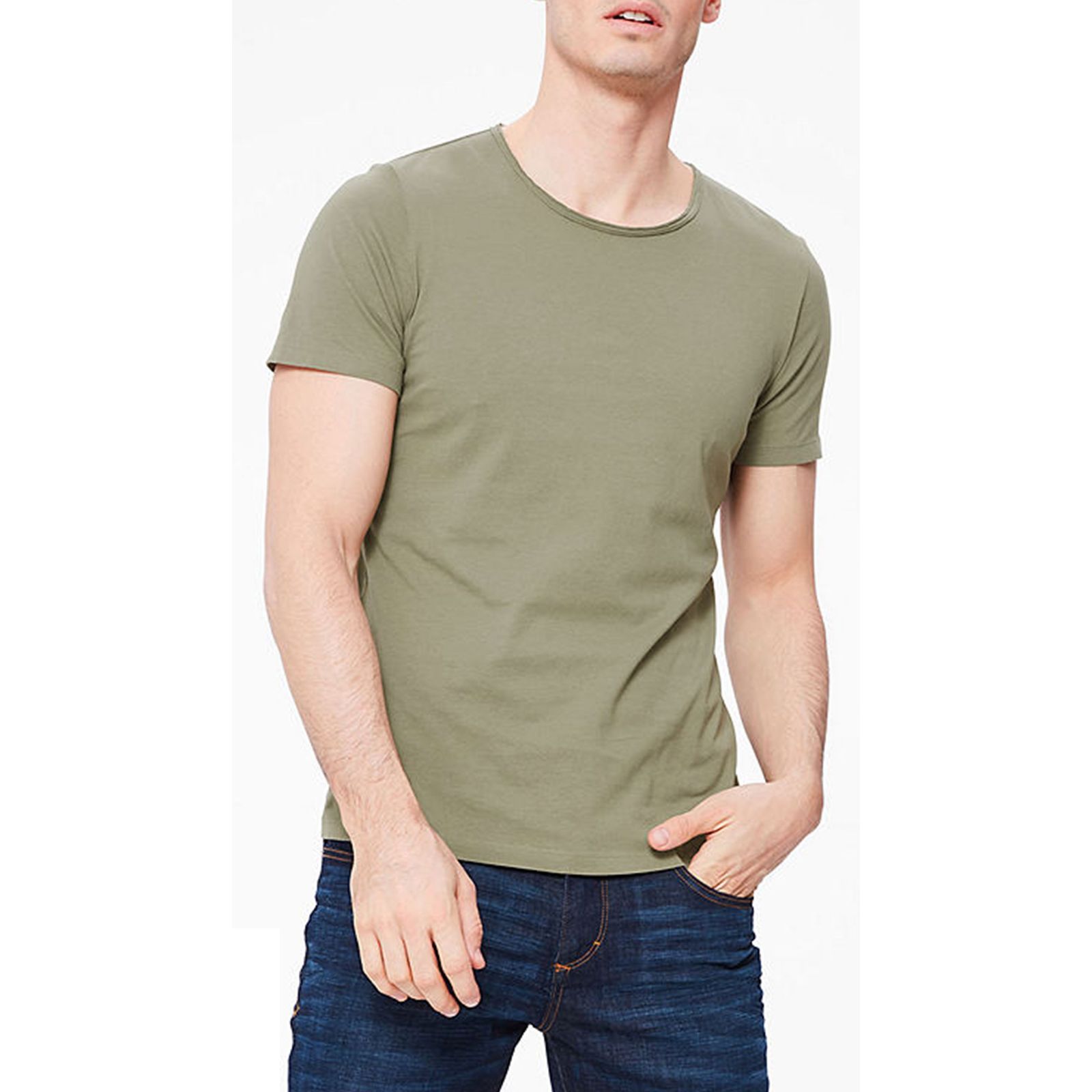 تی شرت نخی یقه گرد مردانه - اس.اولیور - سبز - 5