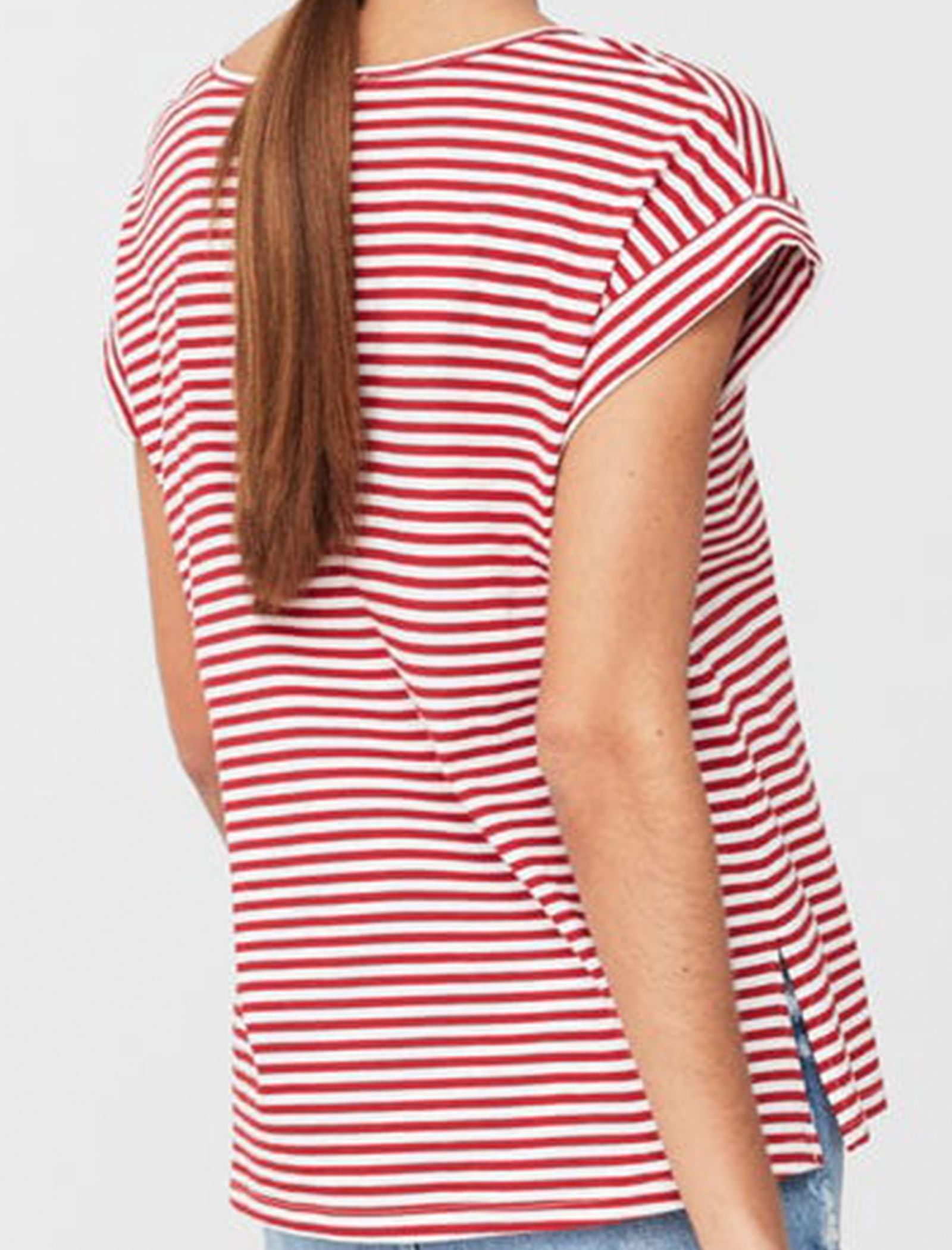 تی شرت نخی آستین کوتاه زنانه - مانگو - قرمز - 4