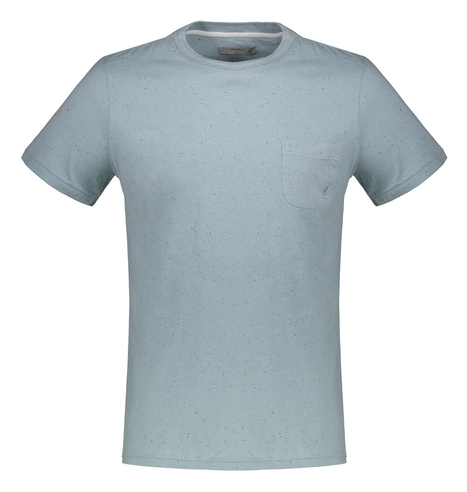 تی شرت نخی یقه گرد مردانه - مانگو - آبي پاستيلي روشن - 1
