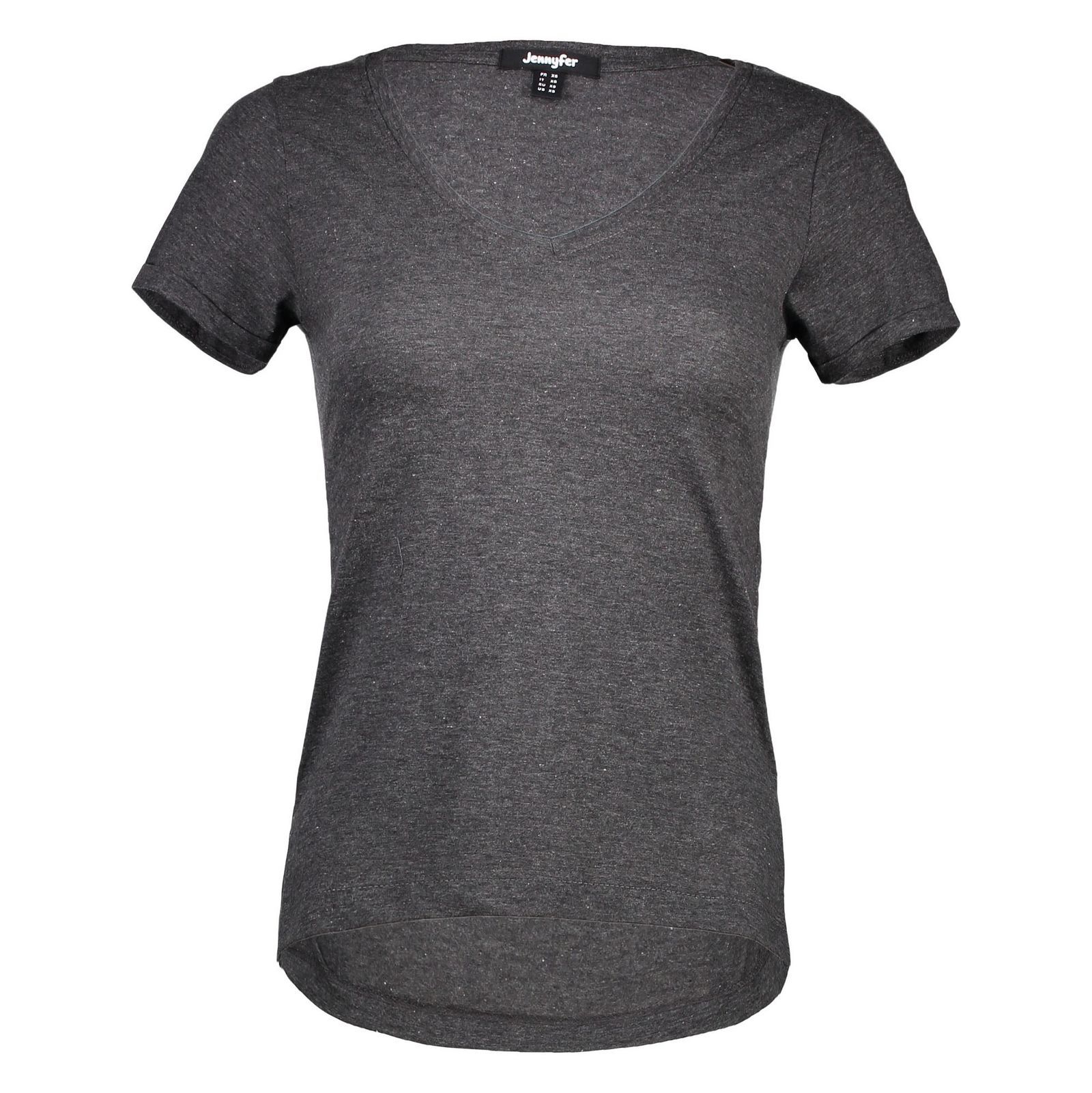 تی شرت نخی یقه هفت زنانه - جنیفر - زغالي - 1