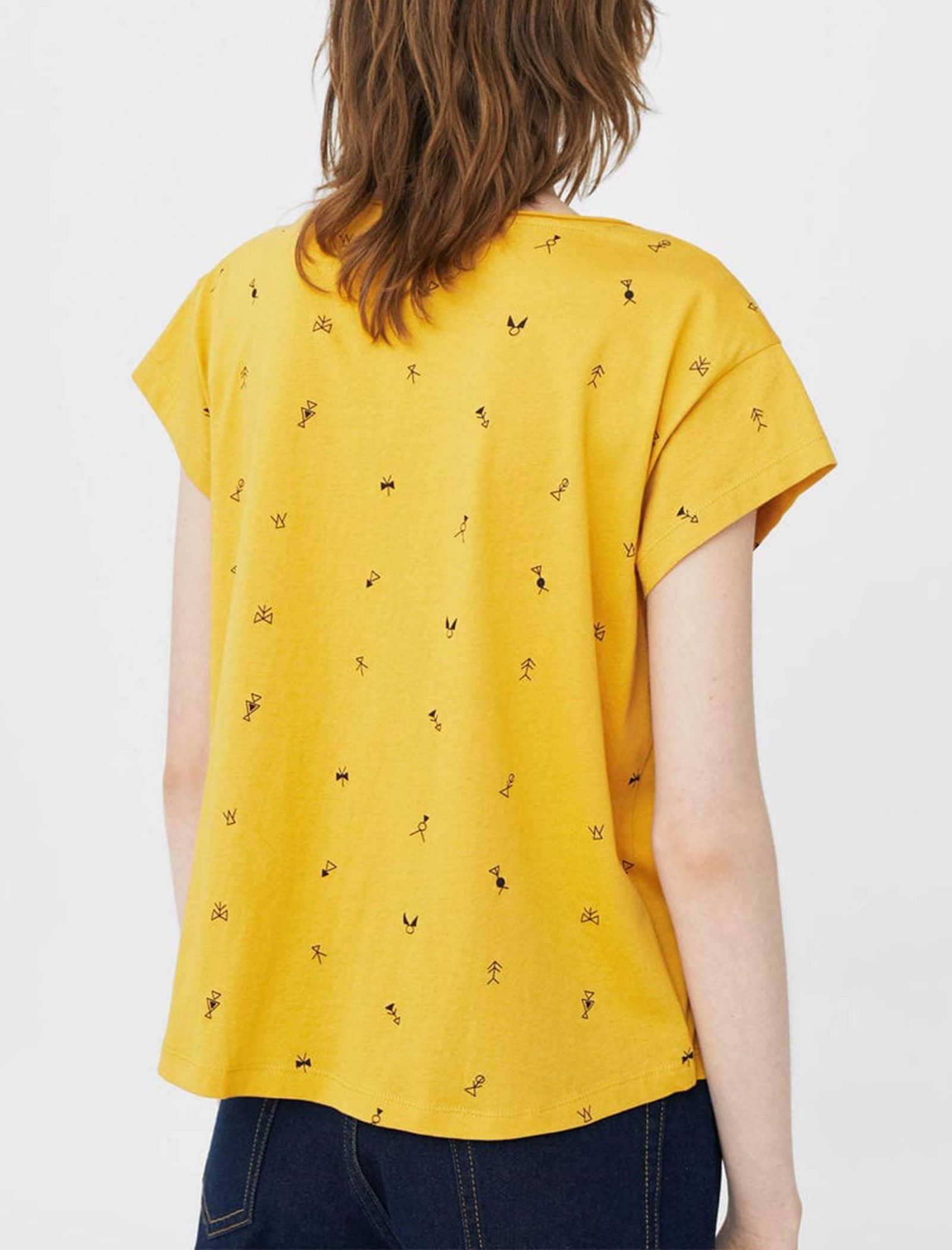 تی شرت نخی یقه گرد زنانه - مانگو - زرد - 3