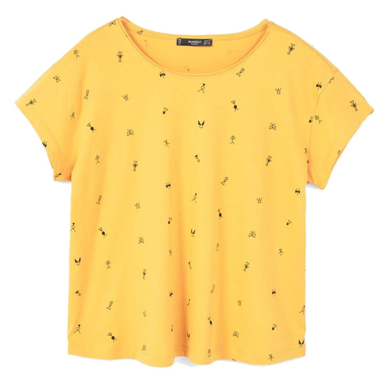 تی شرت نخی یقه گرد زنانه - مانگو - زرد - 4