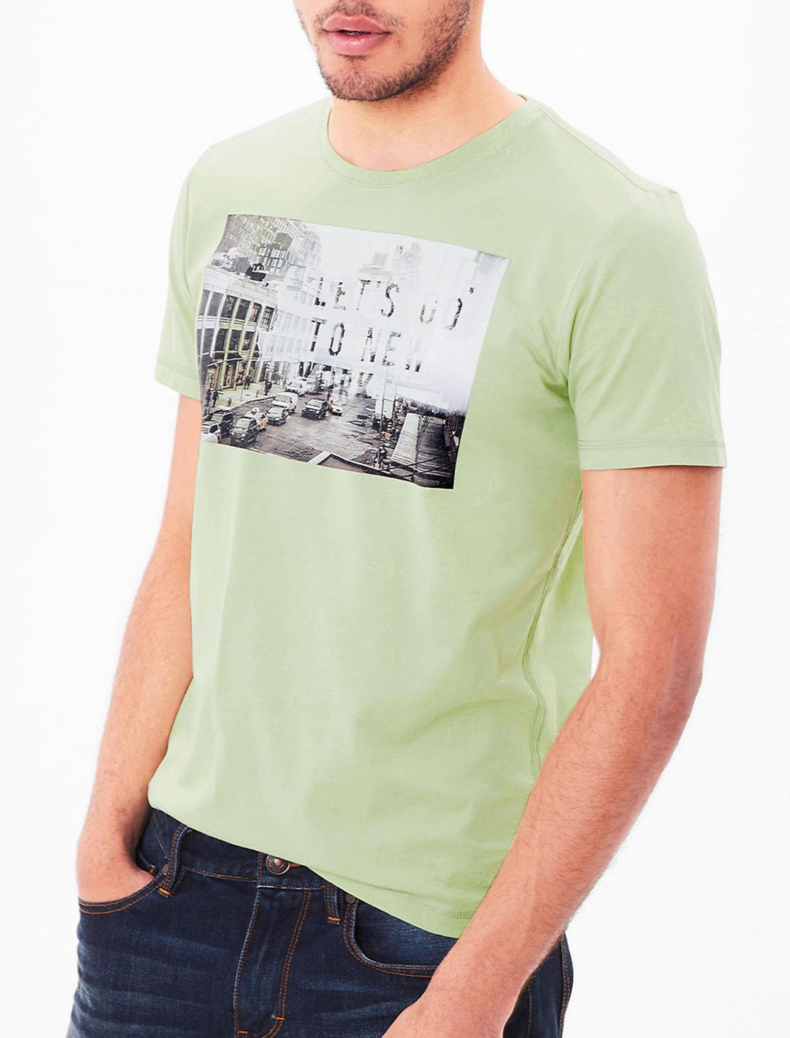 تی شرت نخی یقه گرد مردانه - اس.اولیور - سبز روشن - 6