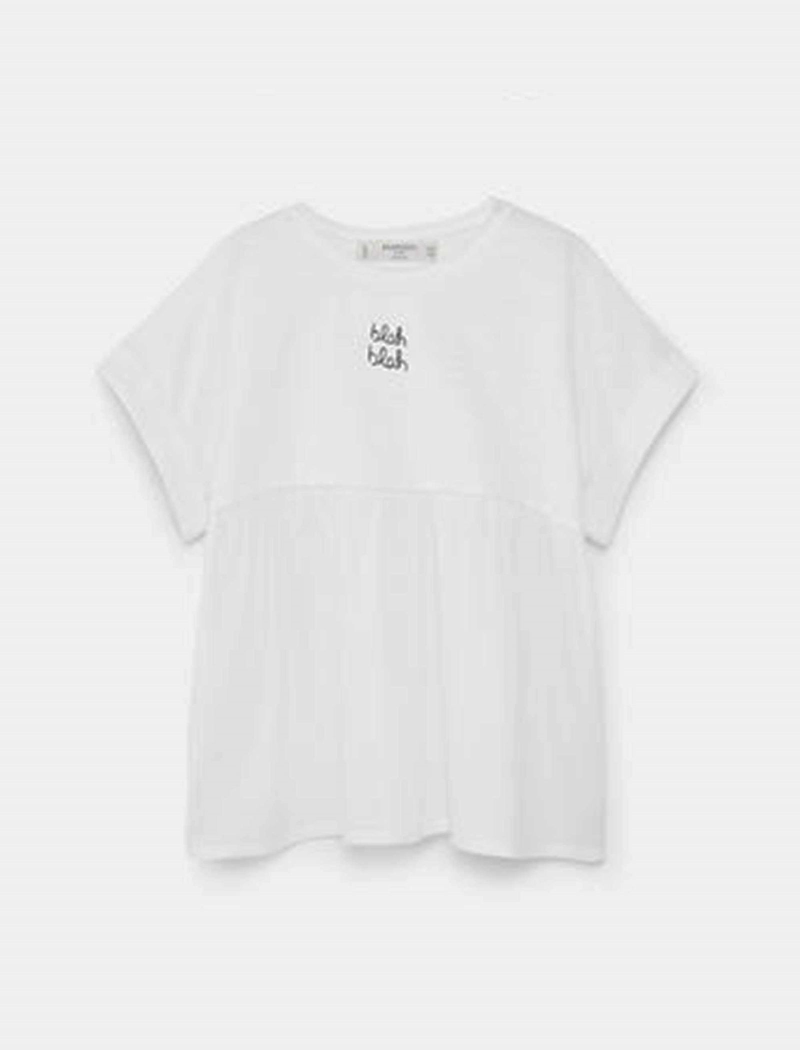 تی شرت نخی یقه گرد دخترانه - مانگو - شيري - 1