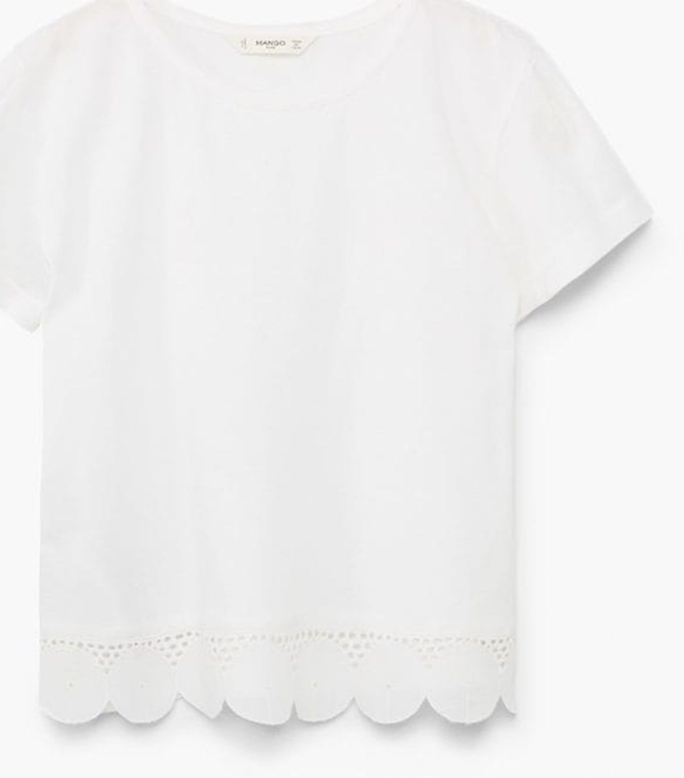 تی شرت نخی یقه گرد دخترانه - مانگو - سفيد  - 1