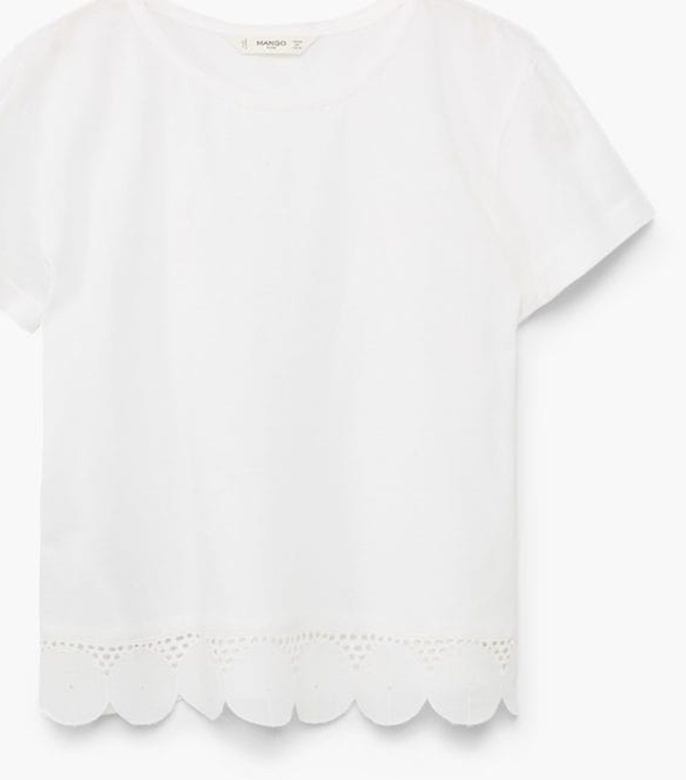 تی شرت نخی یقه گرد دخترانه - مانگو - سفيد  - 2
