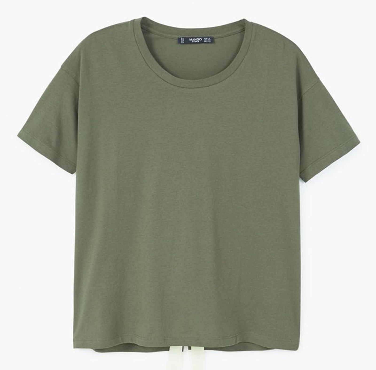 تی شرت نخی آستین کوتاه زنانه - مانگو - سبز ارتشي - 1