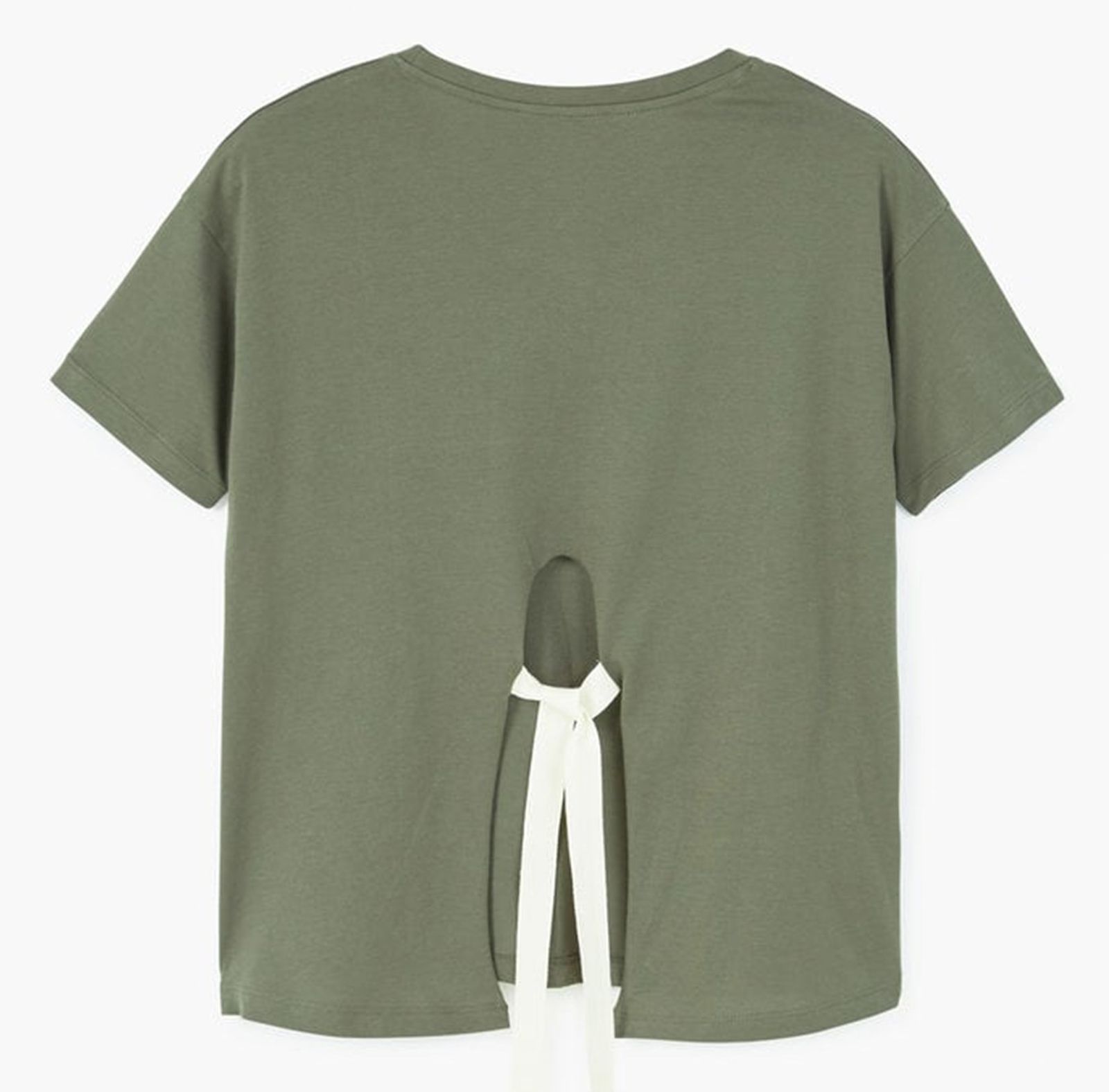 تی شرت نخی آستین کوتاه زنانه - مانگو - سبز ارتشي - 3