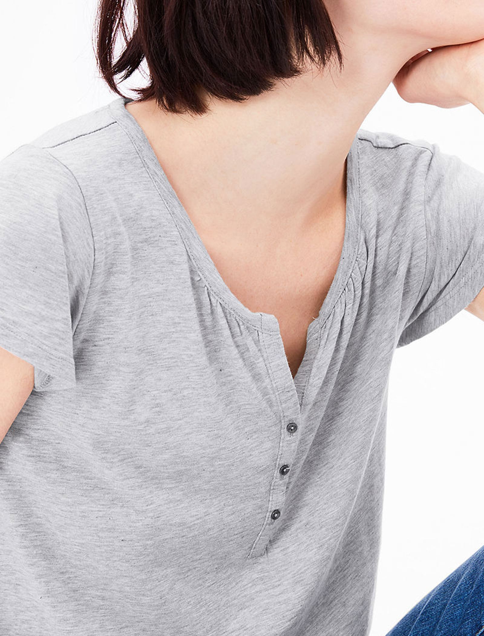 تی شرت نخی یقه گرد زنانه - اس.اولیور - طوسي روشن - 8