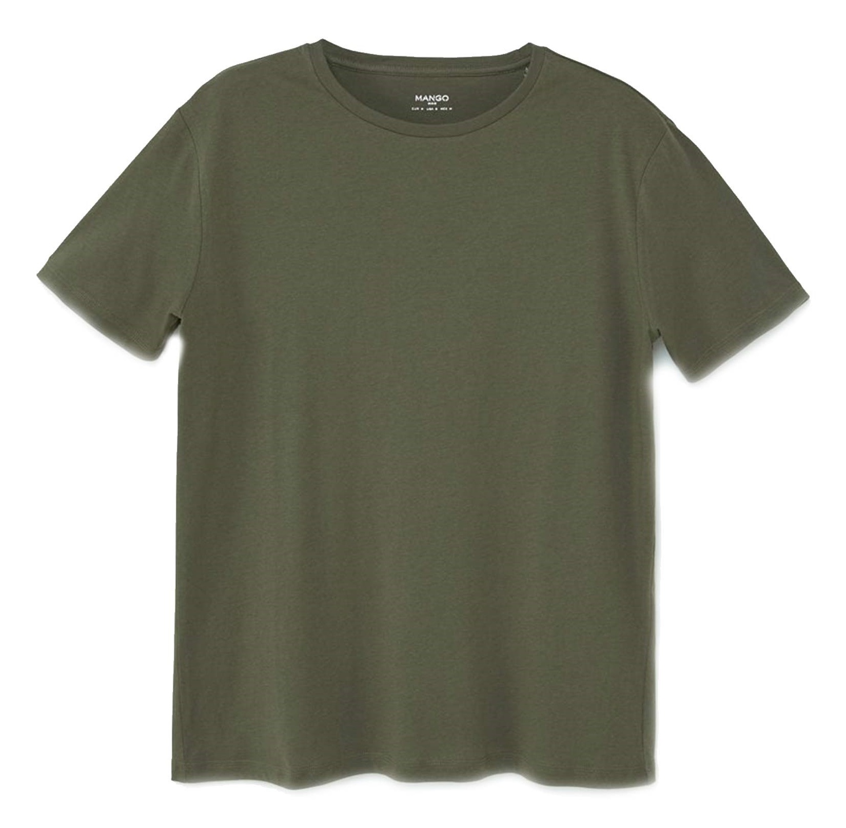 تی شرت نخی یقه گرد مردانه - مانگو - زيتوني - 1