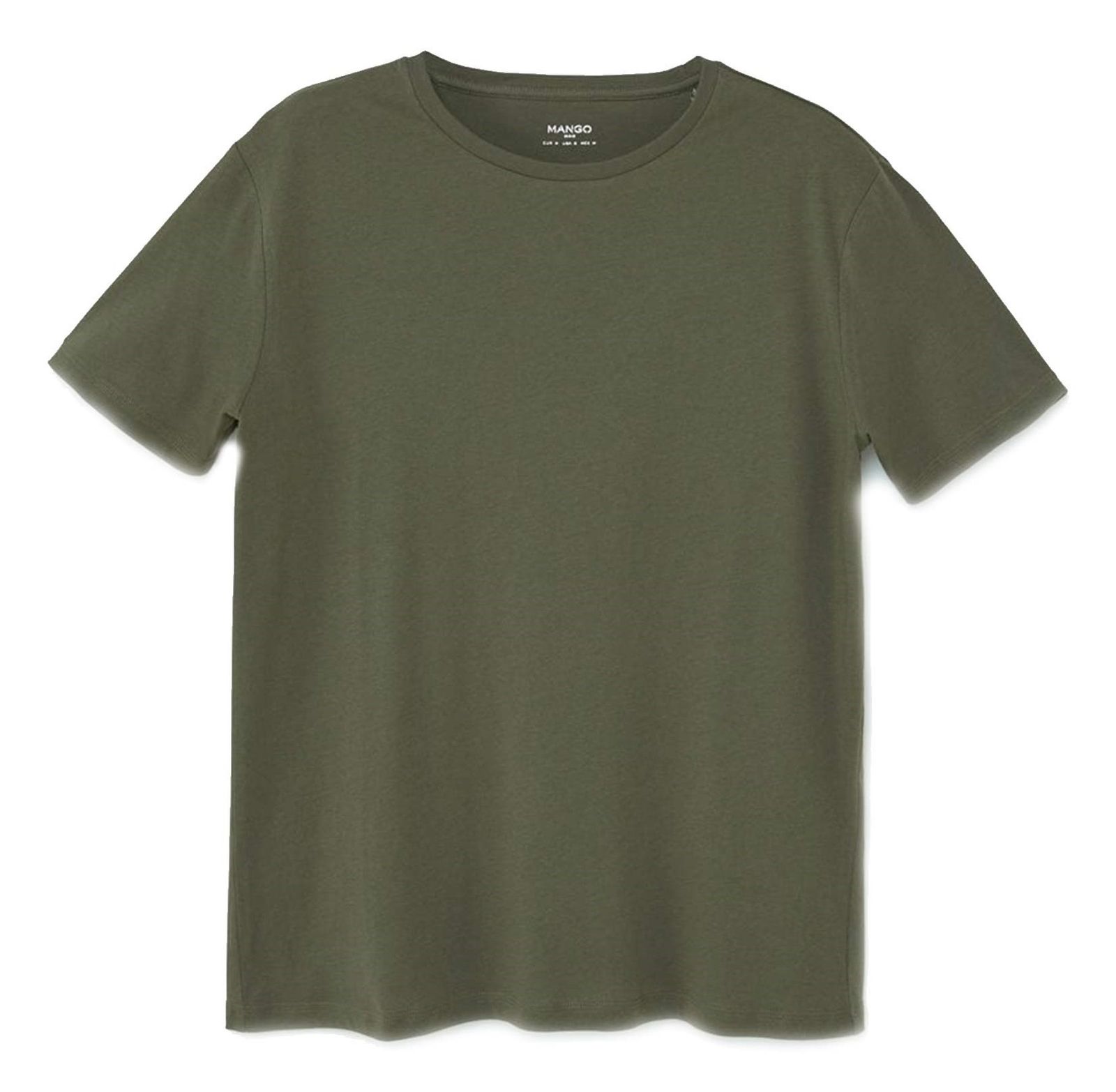تی شرت نخی یقه گرد مردانه - مانگو - زيتوني - 2