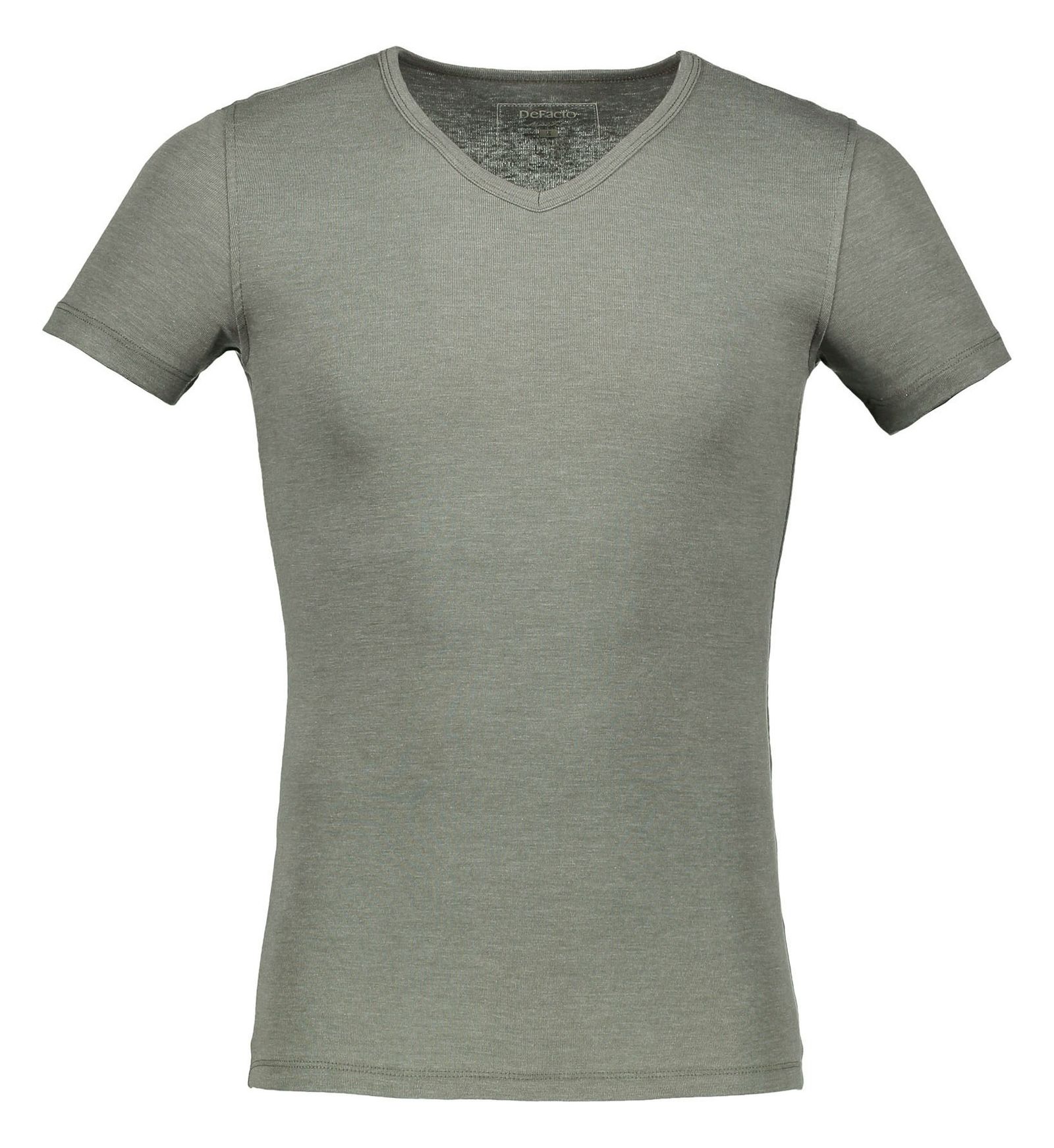 تی شرت یقه هفت مردانه - دفکتو - زيتوني - 5