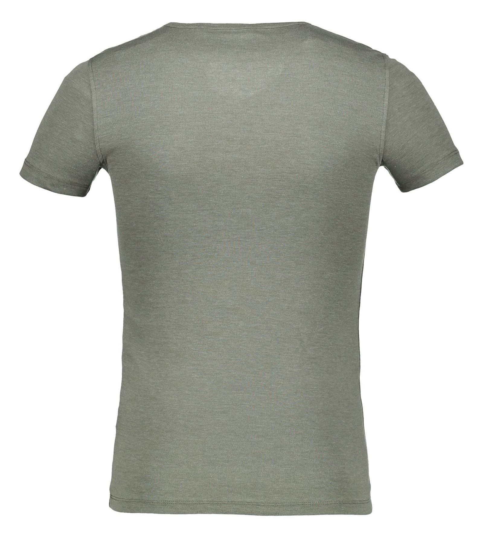 تی شرت یقه هفت مردانه - دفکتو - زيتوني - 6