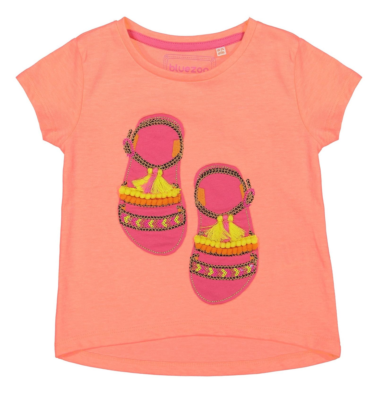 تی شرت نخی یقه گرد دخترانه - بلوزو - نارنجي - 1